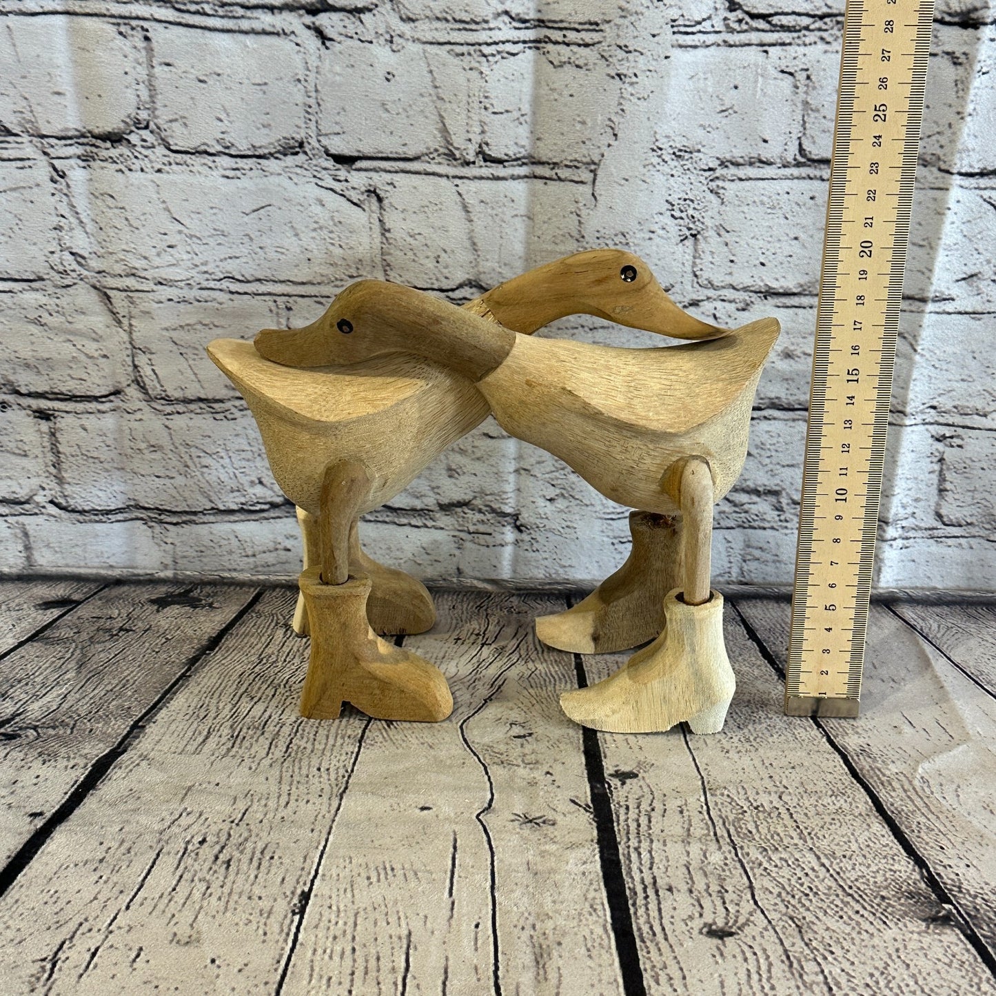 Hugging Ducks 20cm Tall Wooden Hairy Duckling Baby Duck Bamboo Root Fairtrade