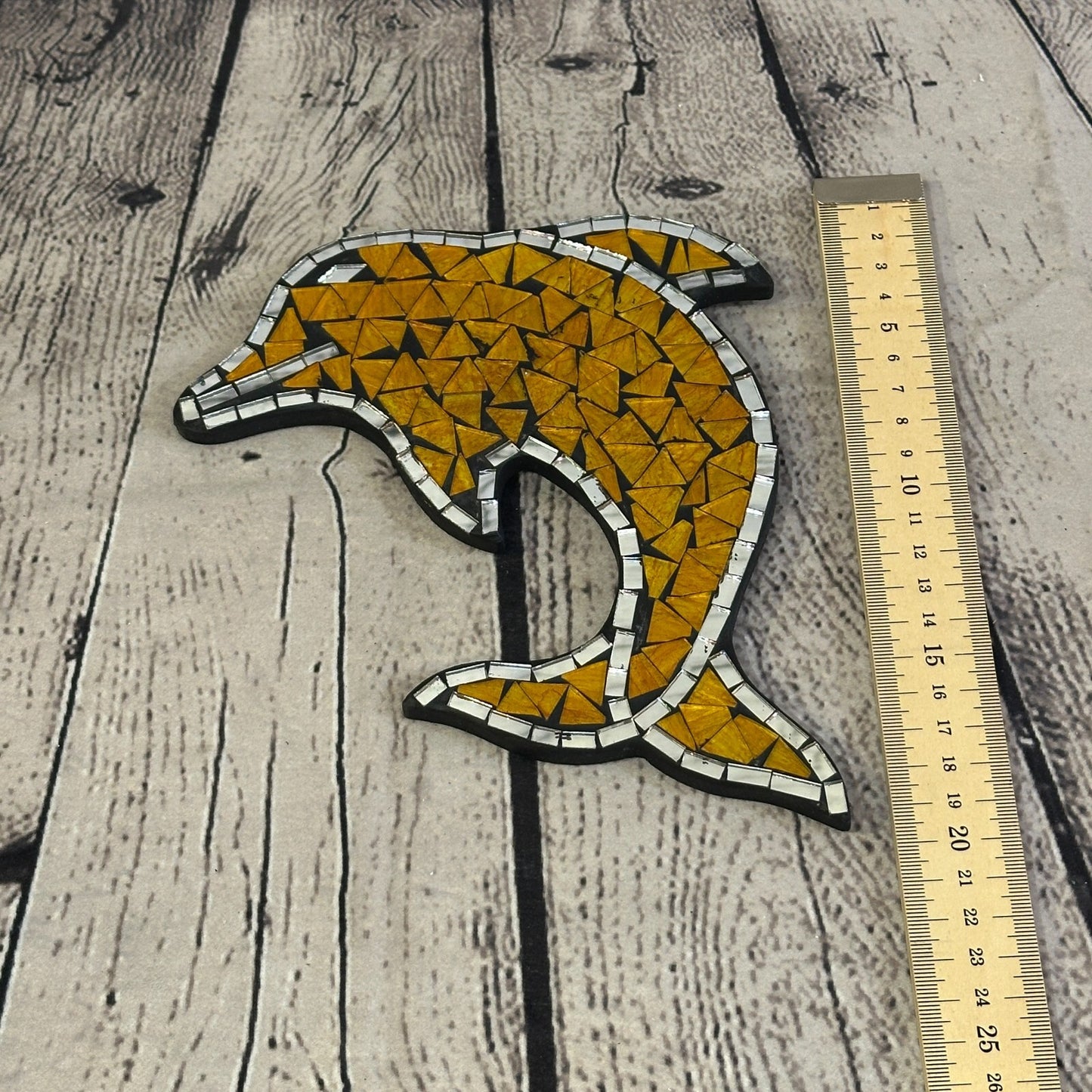 Yellow Dolphin Fish Mosaic Tile Wall Mirror 20cm x 20cm Handmade New