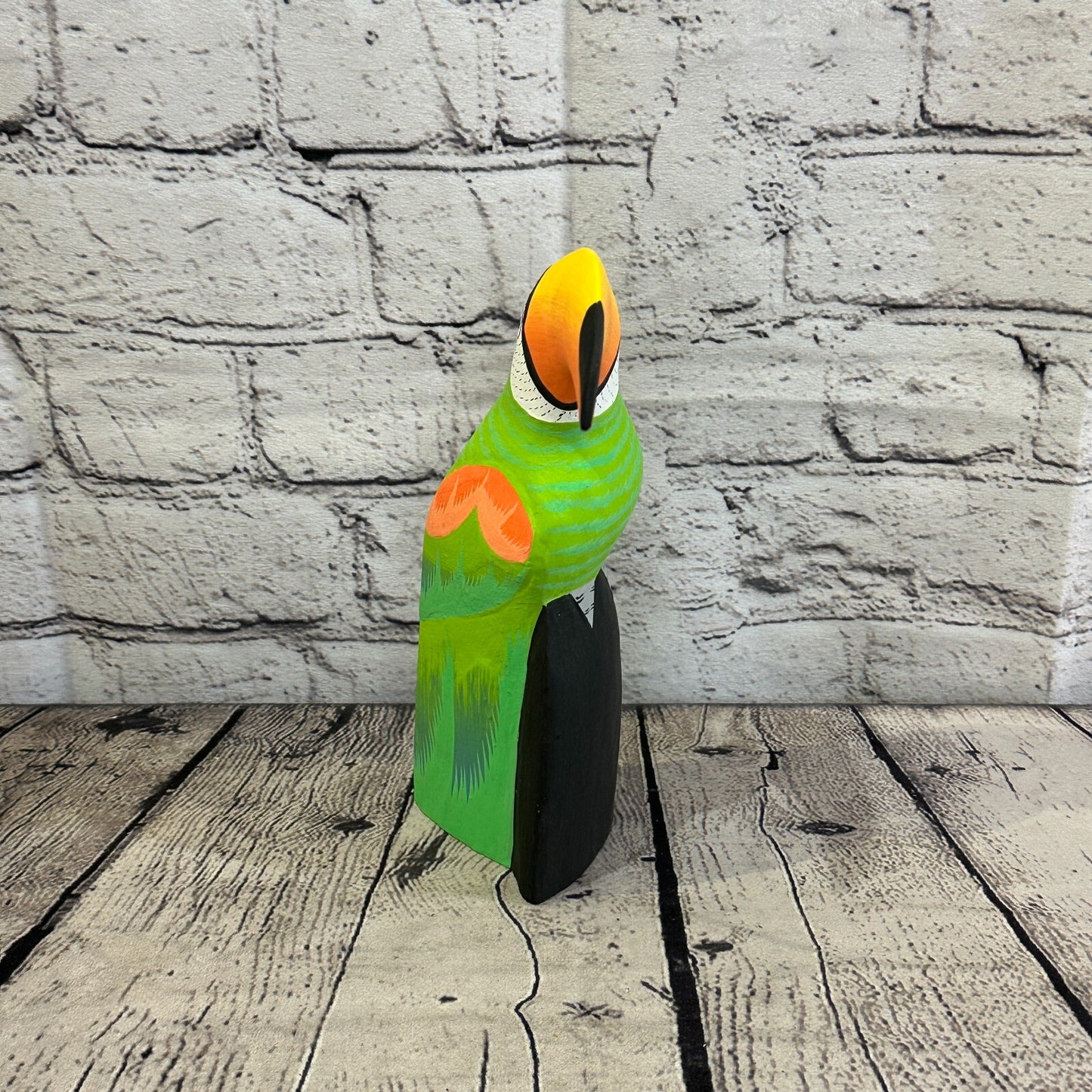 20cm Green Toucan Bird Ornament Statue Fair Trade Hand Made Carved Wood