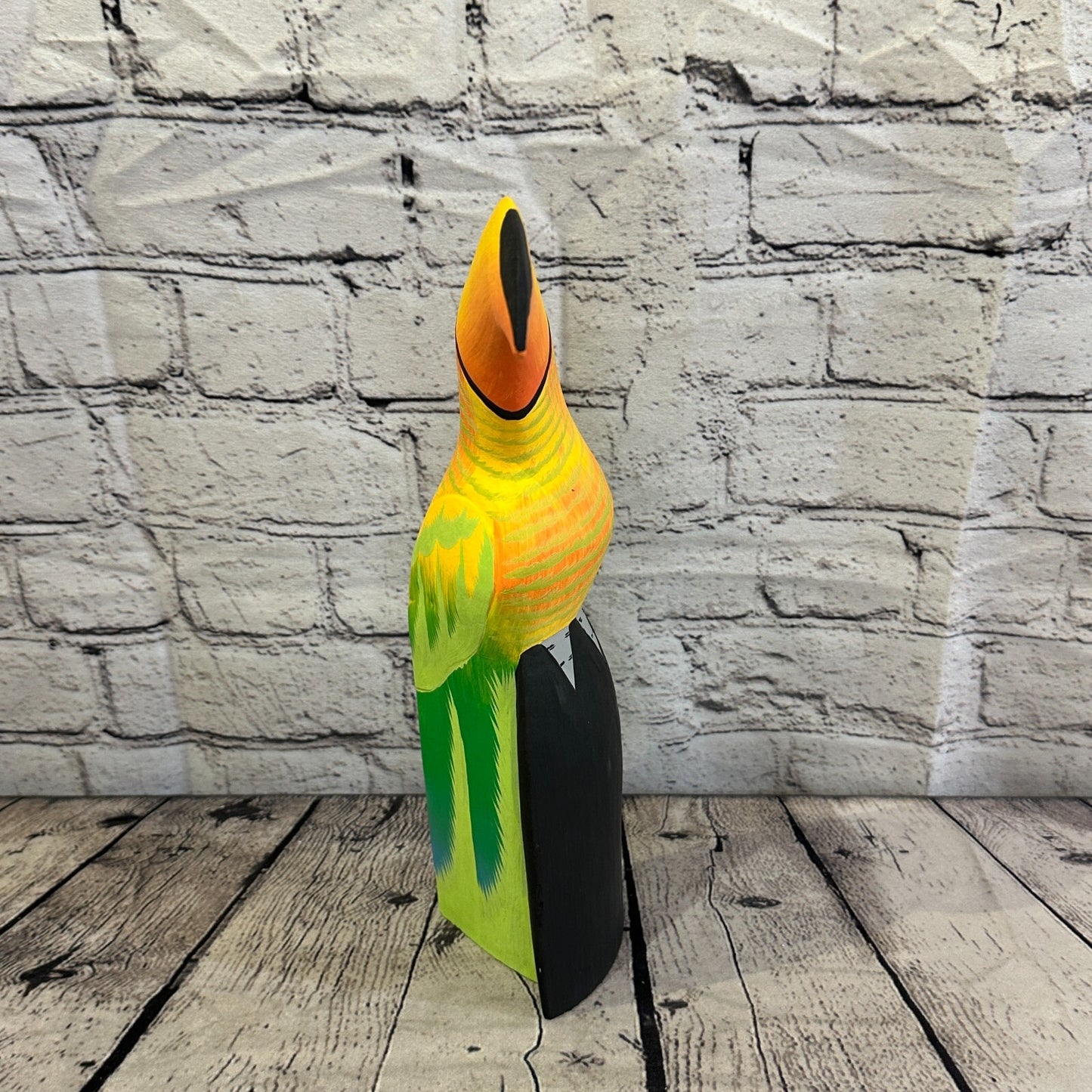 30cm Yellow Toucan Bird Ornament Statue Fair Trade Hand Made Carved Wood