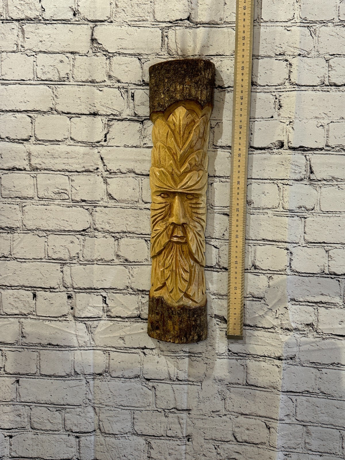 Green Man Of The Woods 50cm Hand Carved Wizard Tree Trunk Wood Fairtrade