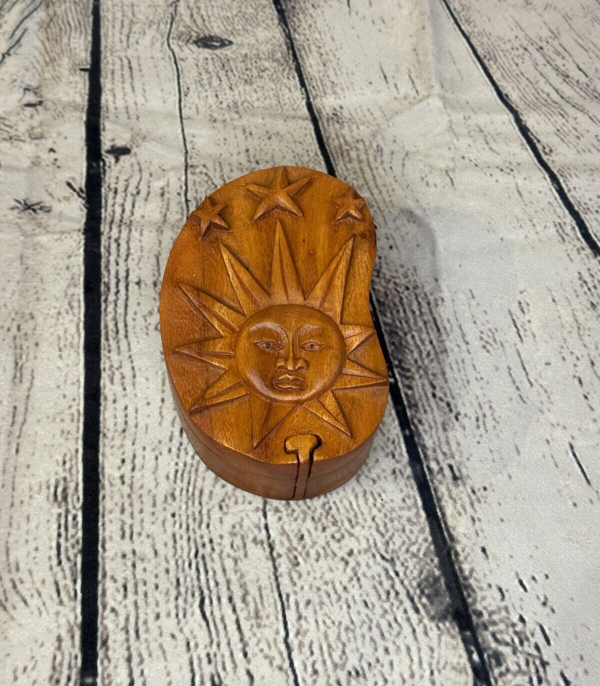 Sun And Moon Spirit 4 Bit Wooden Puzzle Box Secret Box Magic Trinket Handmade