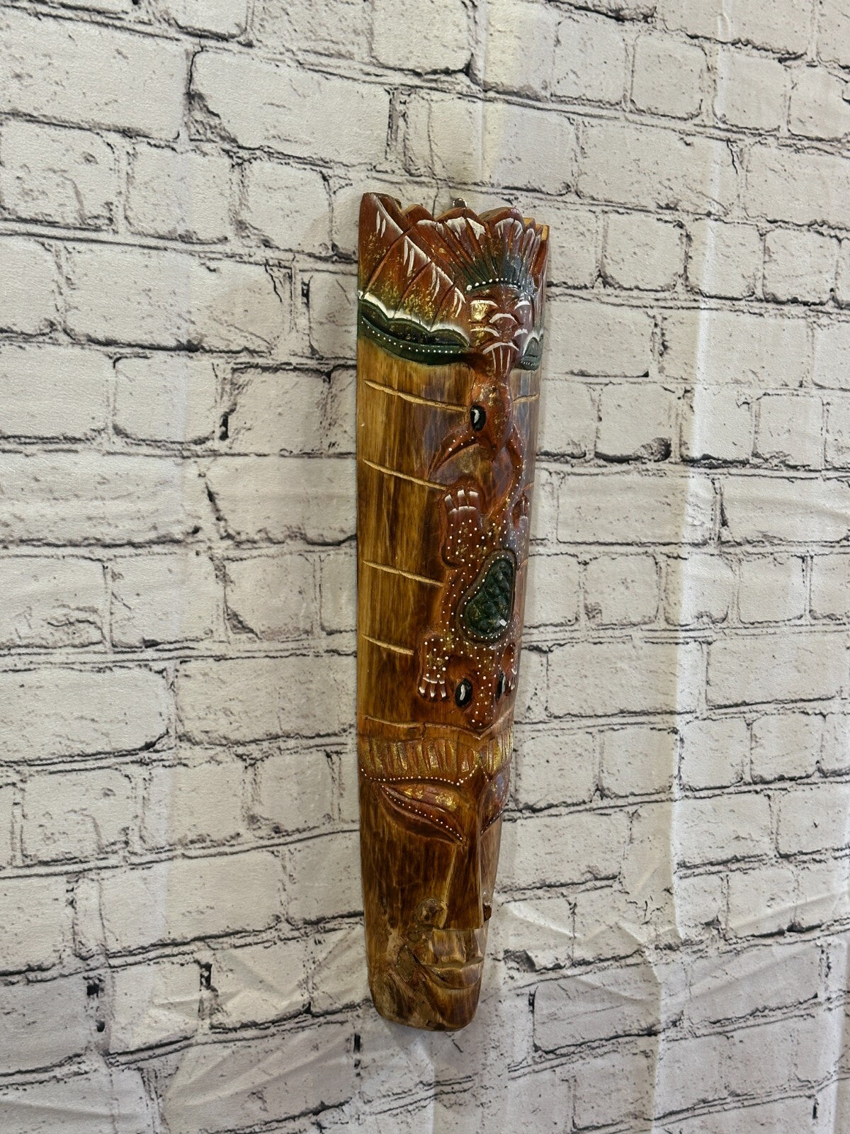 50cm Gecko Owl Hand Carved Fair Trade Wooden Animal Wall Art Wall Hang Mask