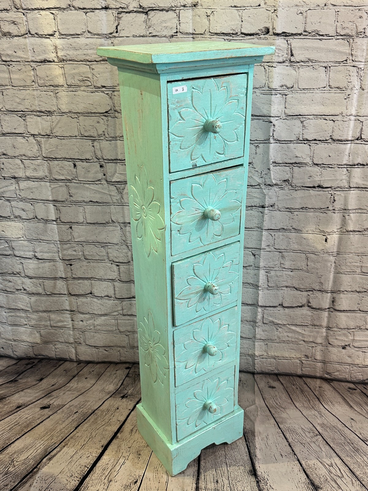 100cm x 25cm Blue 5 Draw Wooden Side Cabinet Living Hallway Storage Furniture