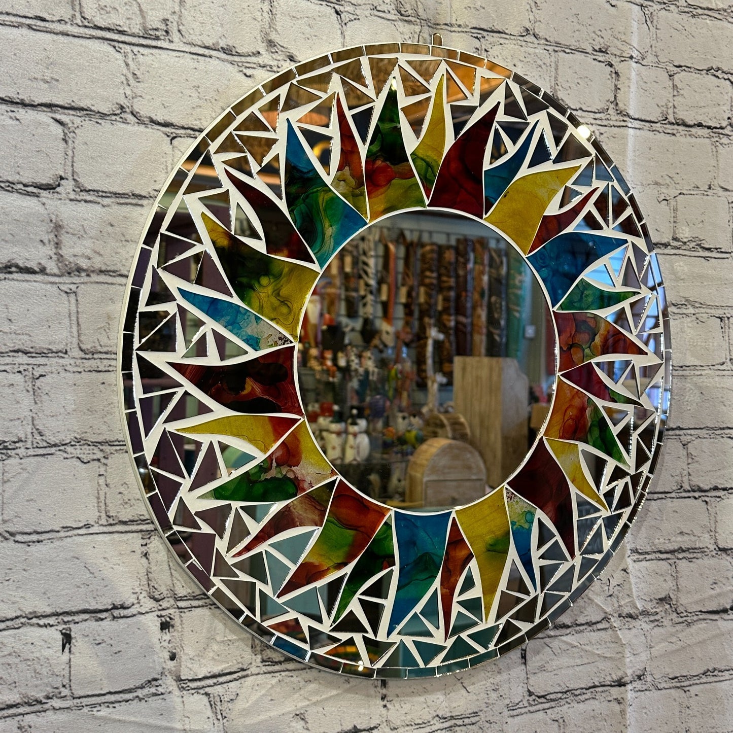 Rainbow White Sun Mosaic Tile Wall Mirror 50cm x 50cm 20 Inches Handmade New