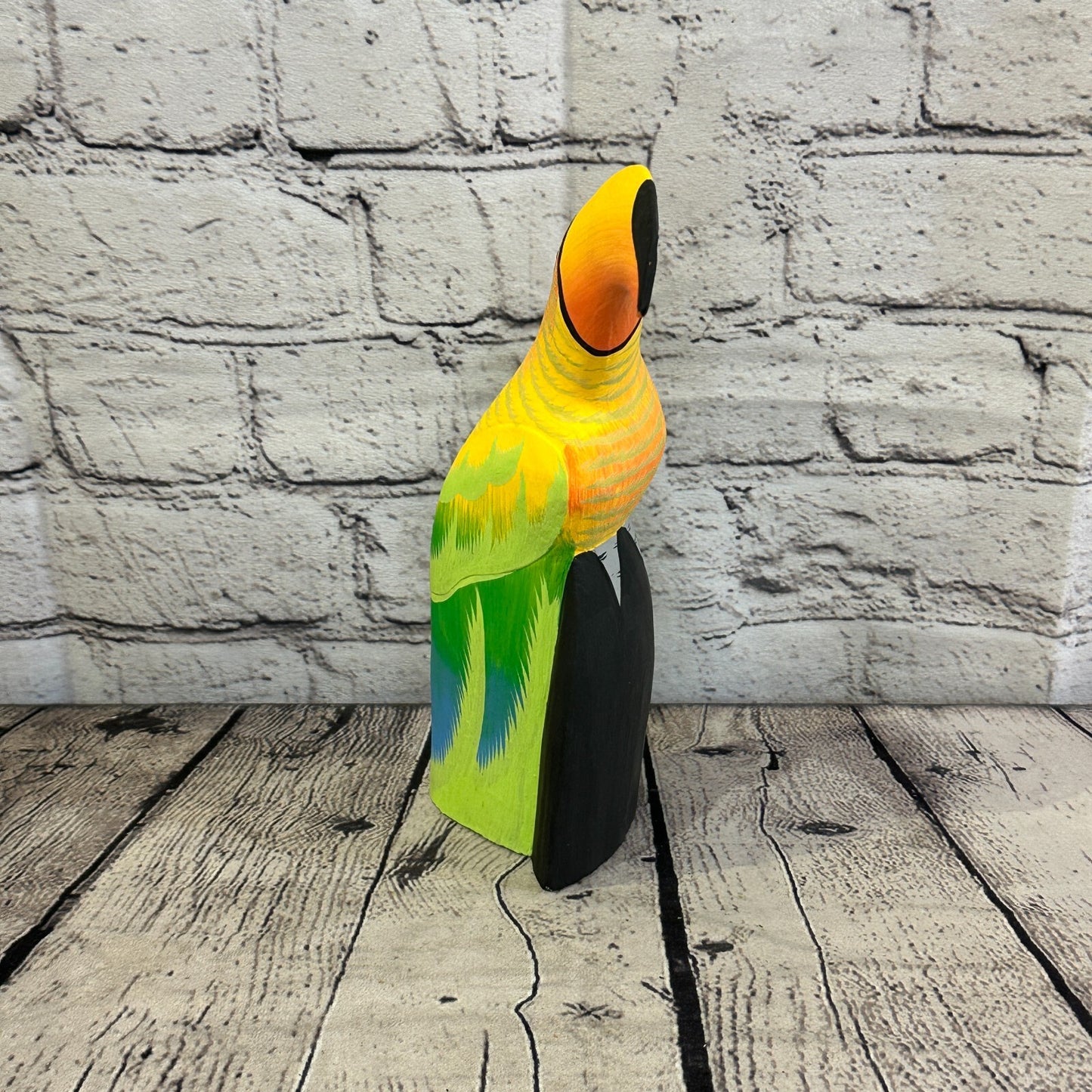 20cm Yellow Toucan Bird Ornament Statue Fair Trade Hand Made Carved Wood