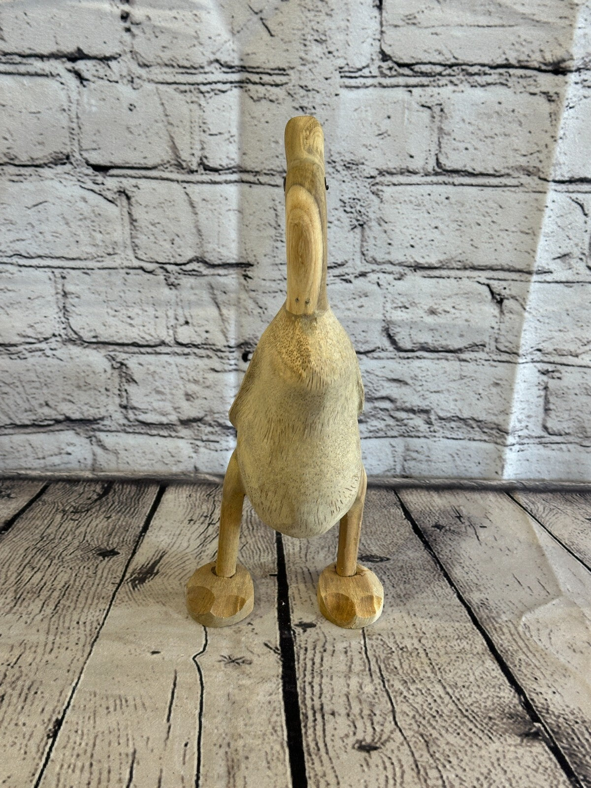 Looking Back 25cm Tall Wooden Hairy Duckling Baby Duck Bamboo Root Fairtrade