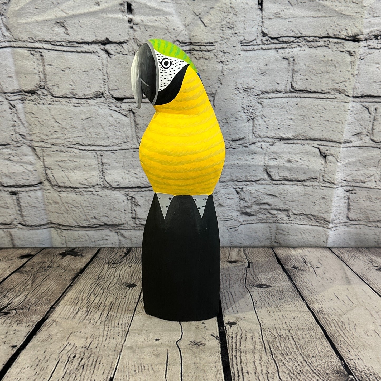 30cm Blue Parrot Bird Ornament Statue Fair Trade Hand Made Carved Wood