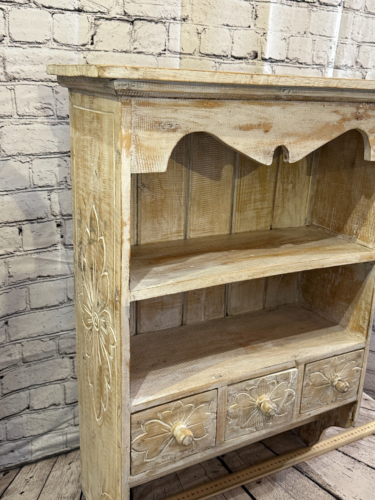 White 75cm x 50cm Wall Mounted Wooden Shabby Chic Hanging Storage Unit Cabinet