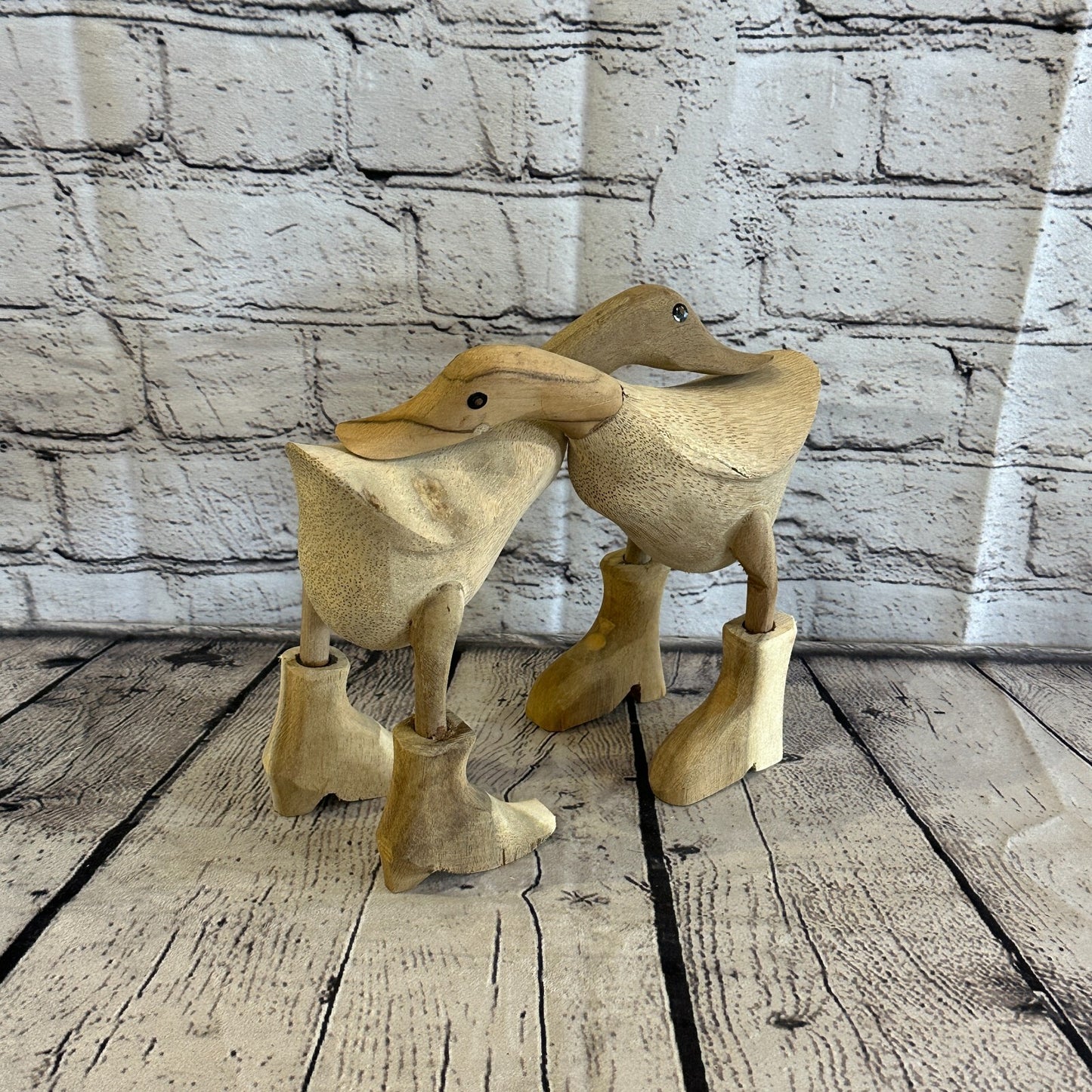 Hugging Ducks 20cm Tall Wooden Hairy Duckling Baby Duck Bamboo Root Fairtrade