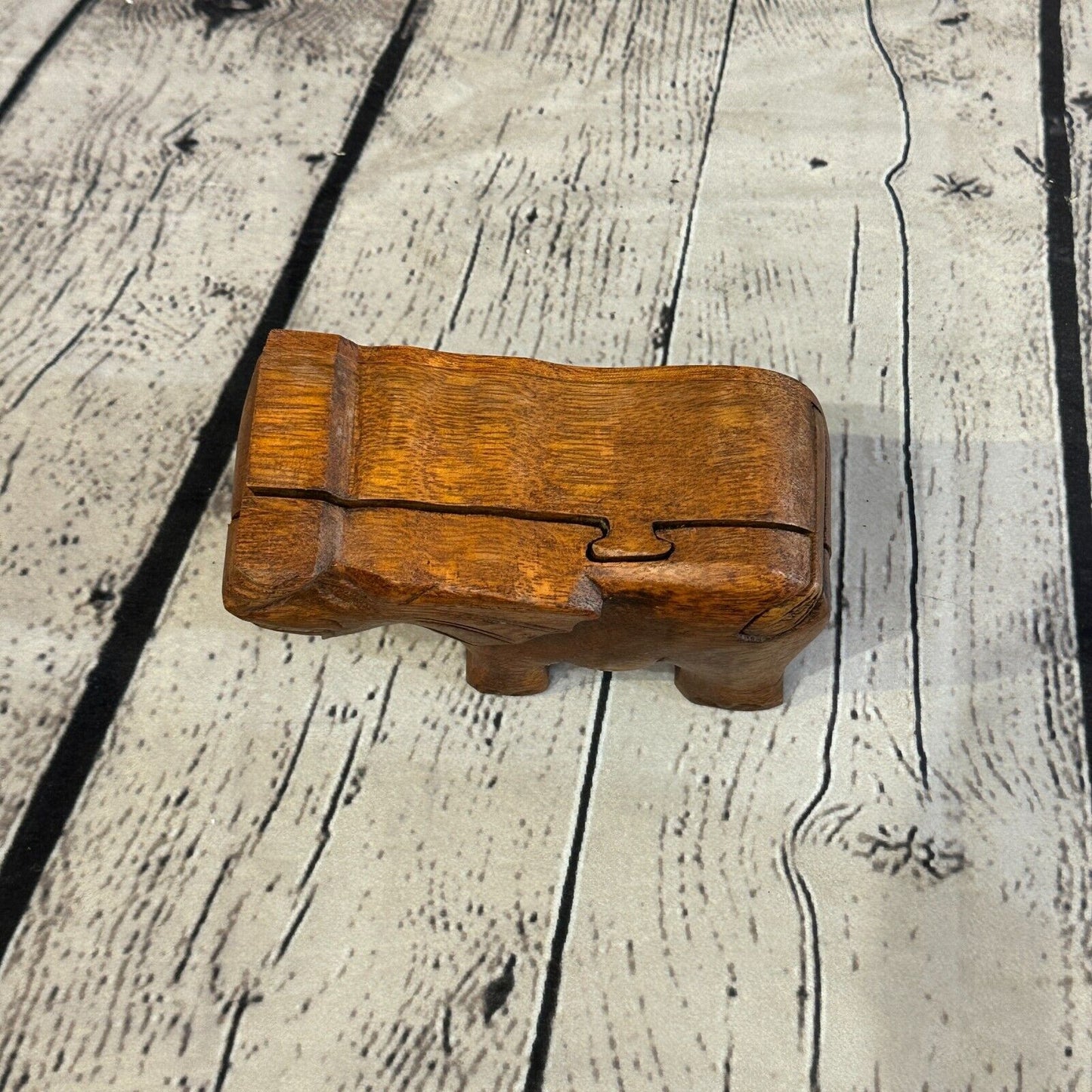 Carved Elephant 4 Bit Wooden Puzzle Box Secret Box Magic Trinket Handmade