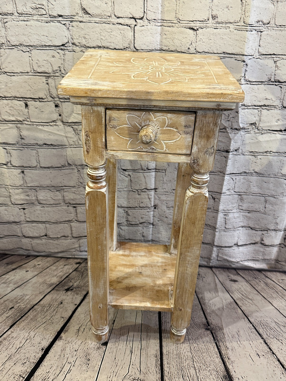 60cm x 25cm Cream 1 Draw Wooden Side Cabinet Living Hallway Storage Furniture