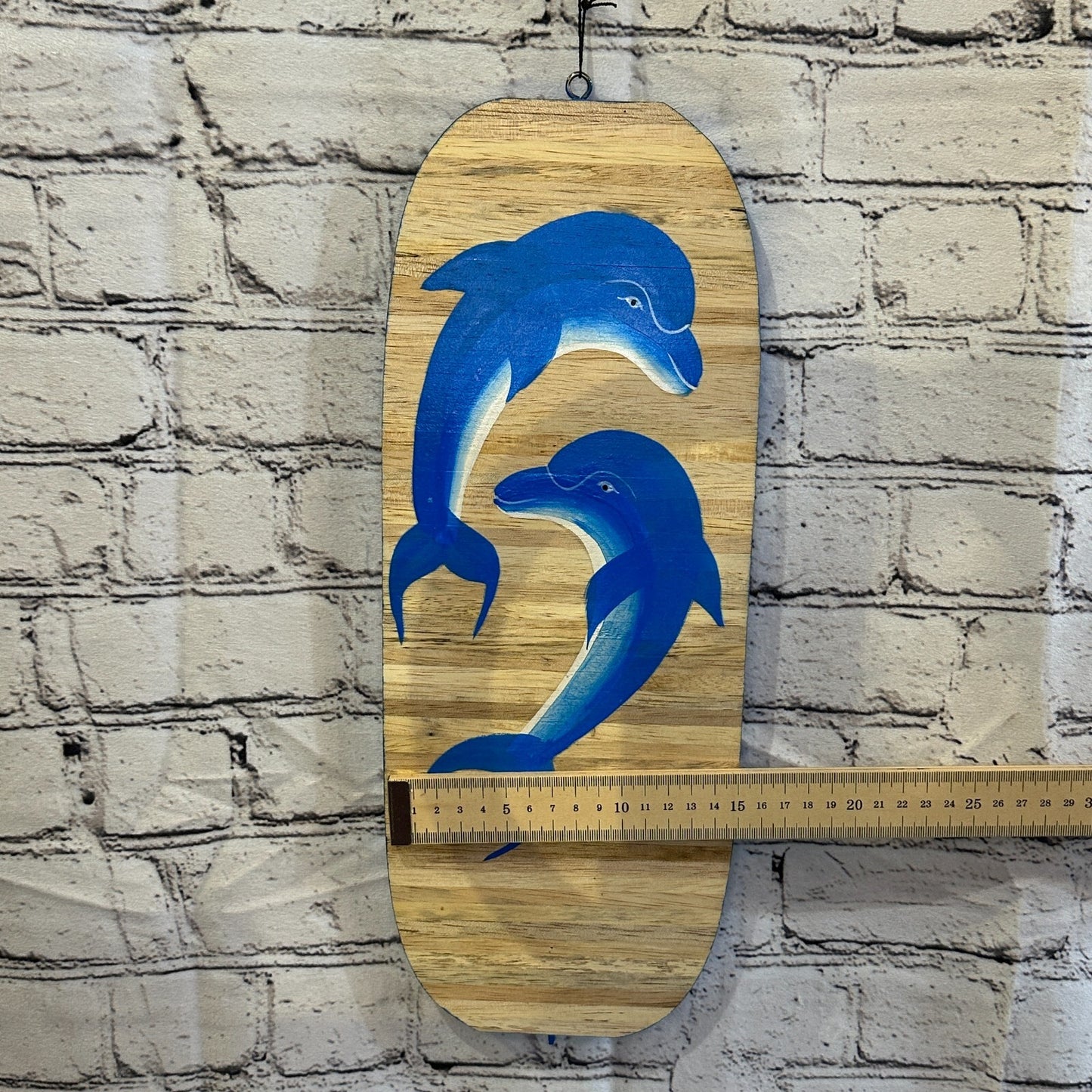 40cm Blue Dolphin Wind Spinner Wooden Spiral Mobile Garden Ornament