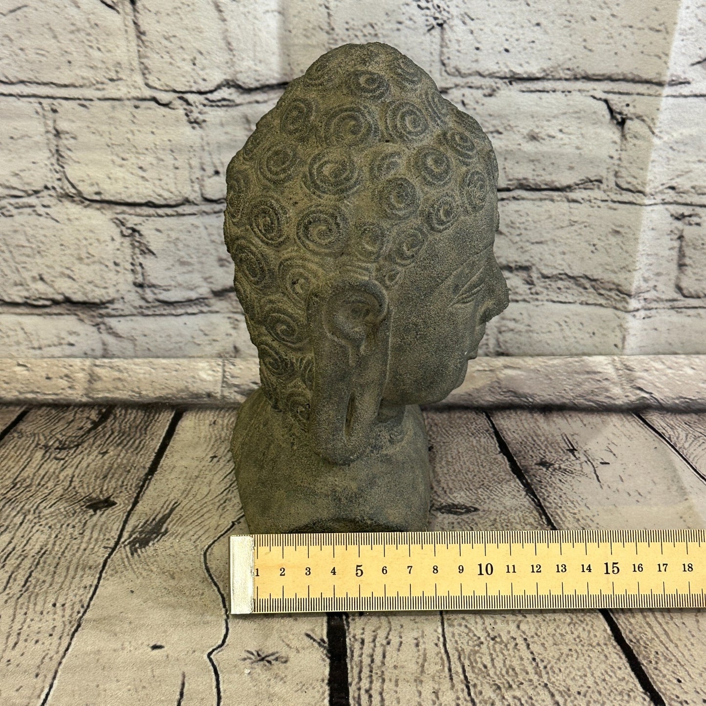 Thai Buddha Head Stone Garden 20cm x 12cm Ornament Outdoor Indoor Statue Hindu