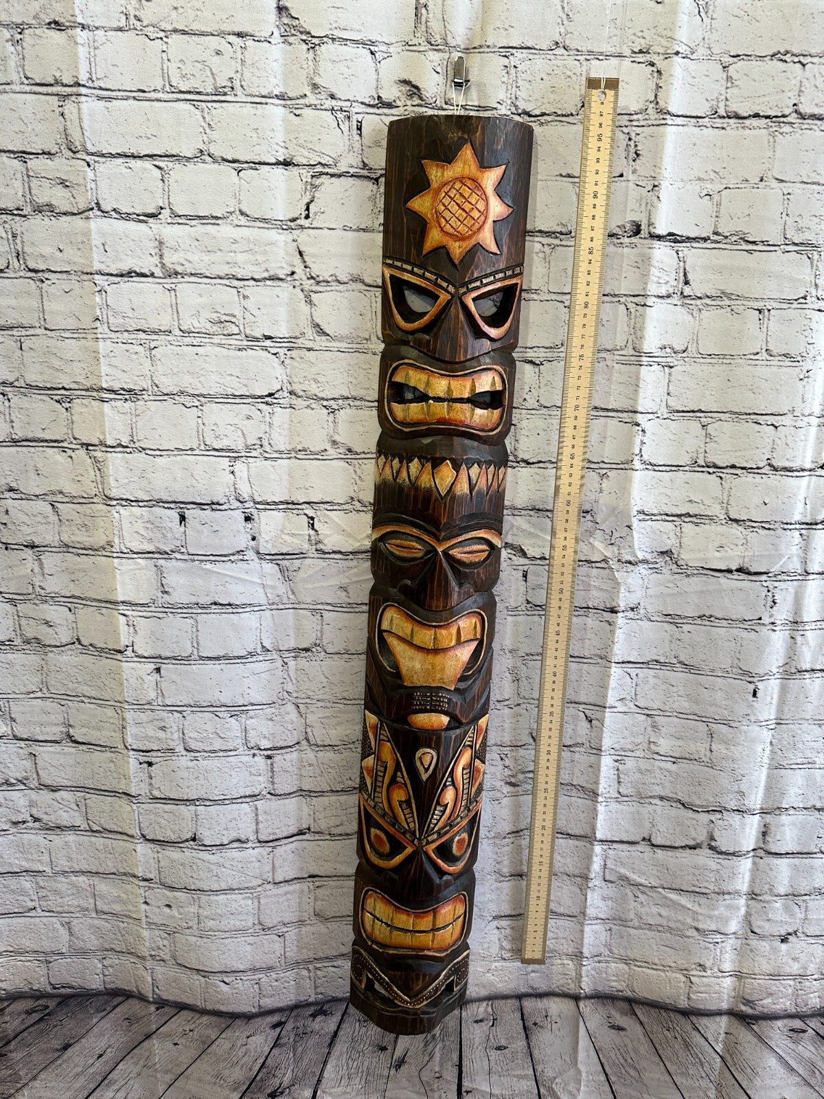 100cm Tiki Bar Mask Sign Decoration Wall Hanging Mask Wood Carving Design 3