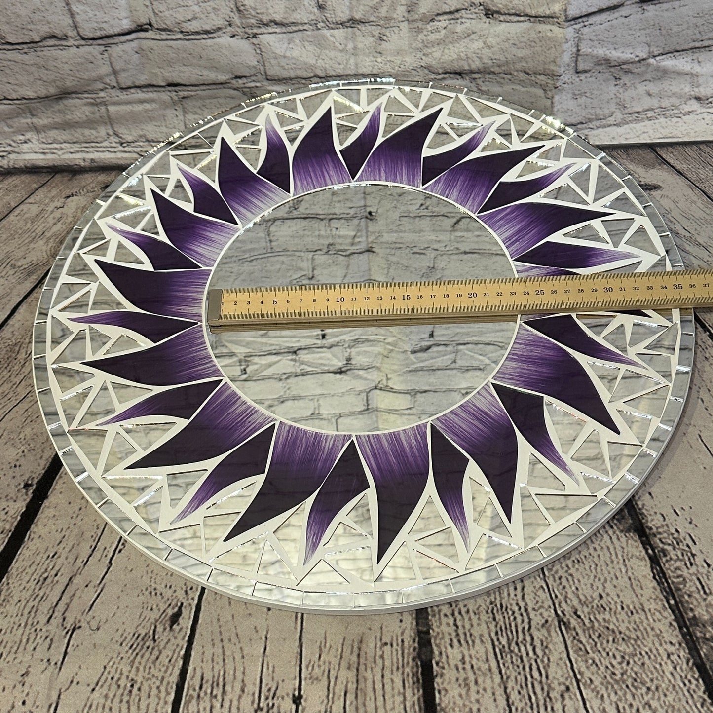Purple Flame Sun Mosaic Tile Wall Mirror 50cm x 50cm 20 Inches Handmade New