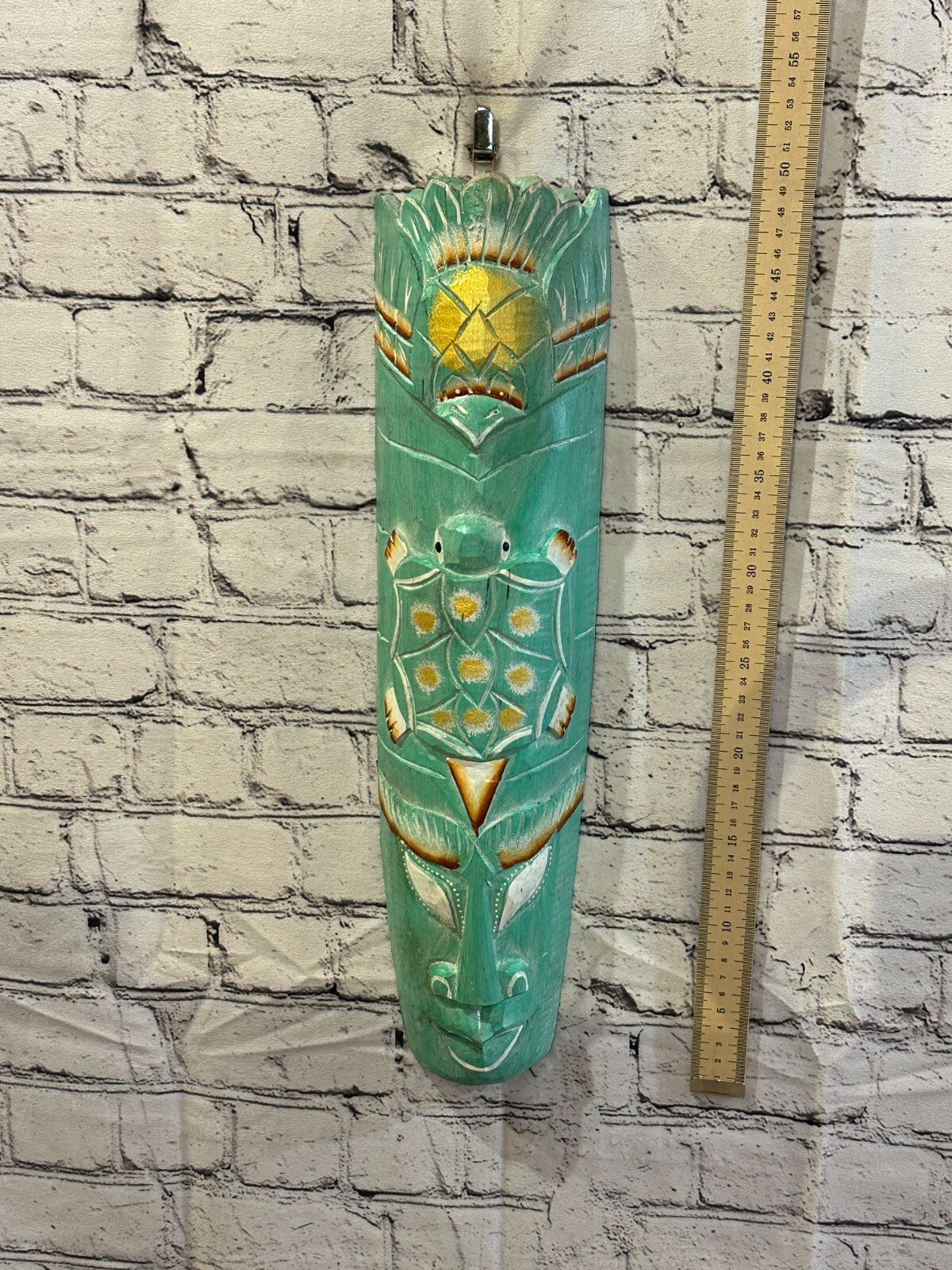 50cm Green Turtle Hand Carved Fair Trade Wooden Animal Wall Art Hang Mask