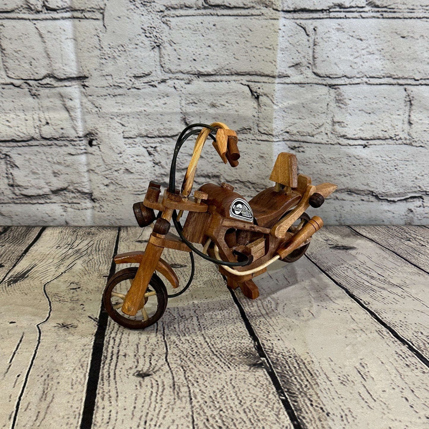 20cm Small Light Wood Motorbike Motorcycle Model Wooden Ornament Decorative Bike