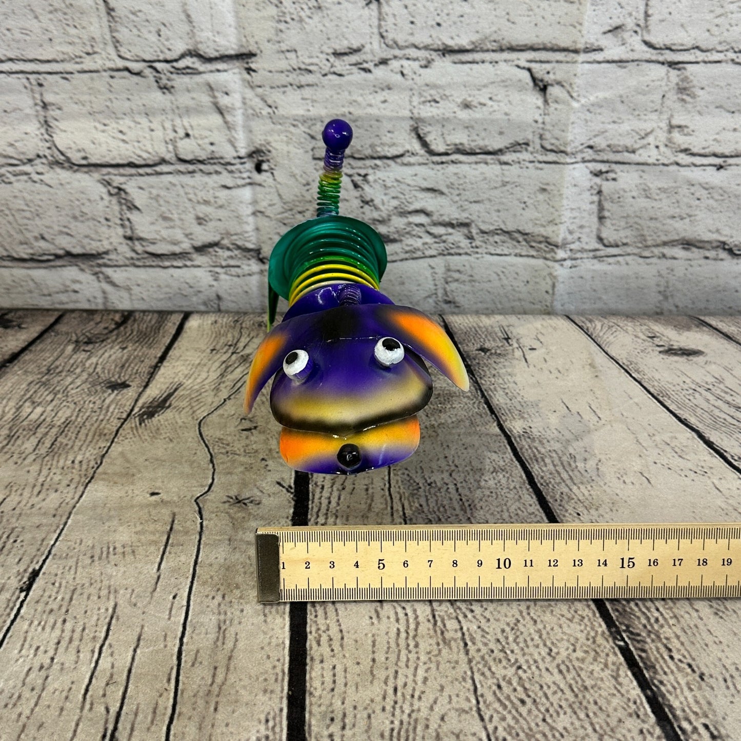 20cm x 15cm Purple Bight Colour Spring Dog Cartoon Ornament Painted Statue