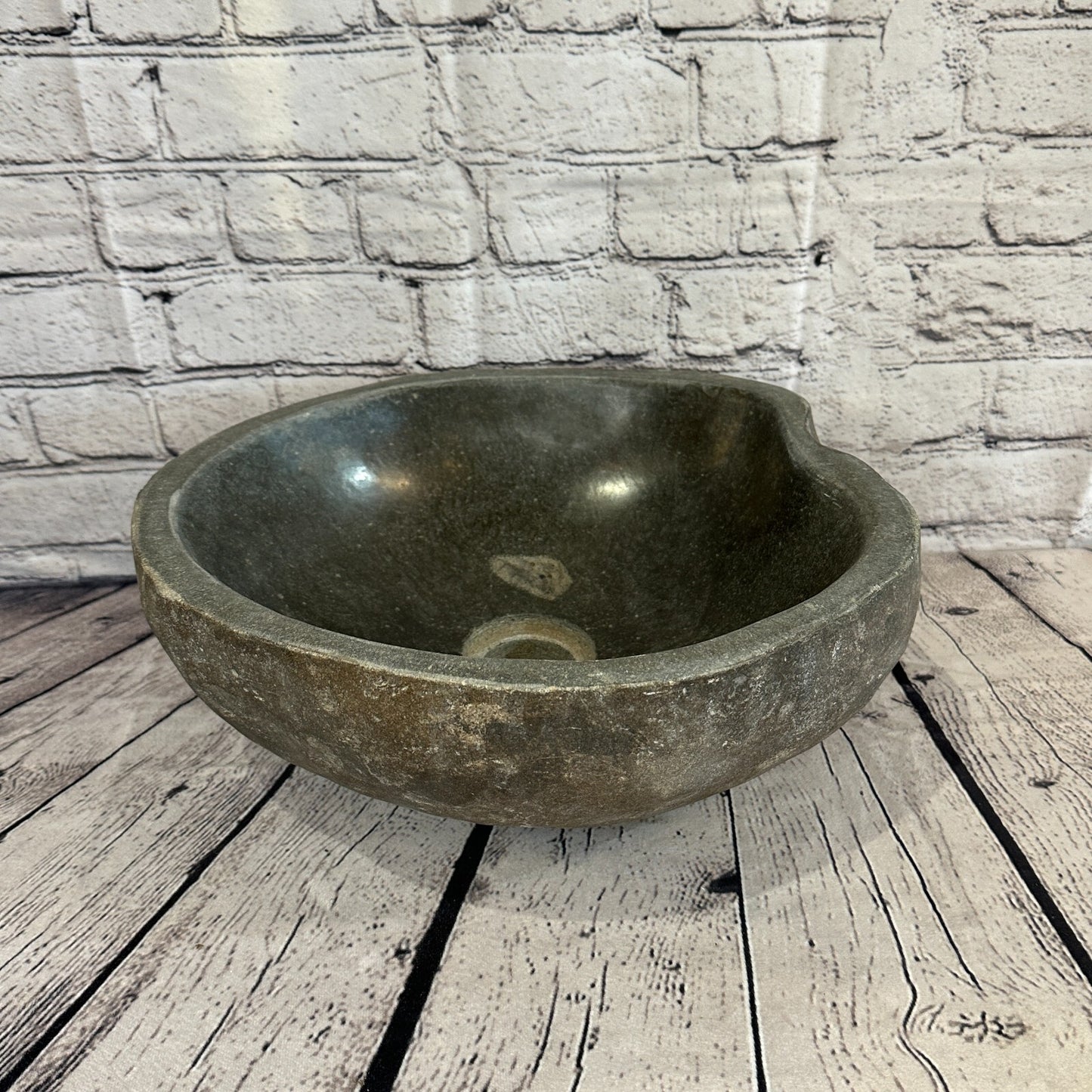 34cm x 31cm River Stone Sink Basin Bowl Natural for Bathroom Washroom Oval No 22