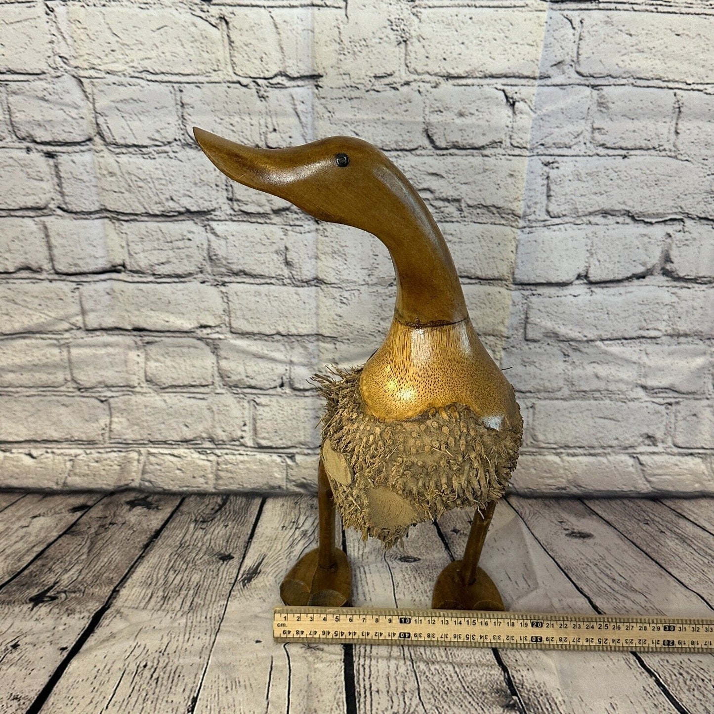 Looking Right 45cm Tall Wooden Hairy Duckling Baby Duck Bamboo Root Fairtrade