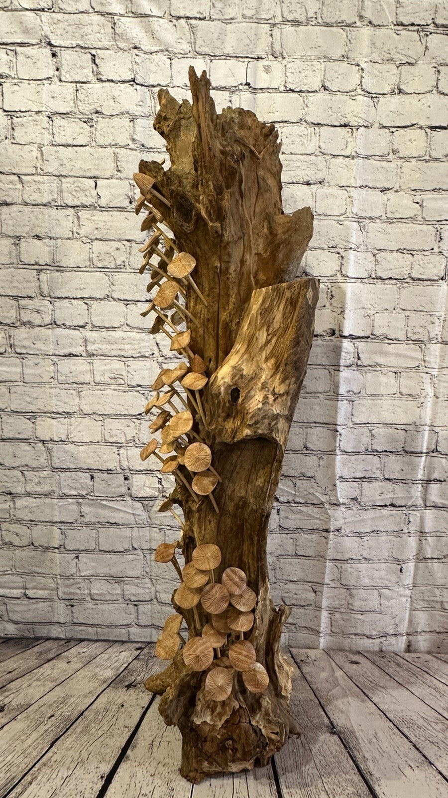 100cm Tall Mushrooms Cluster Parasite Ornament Natural Carving Fairtrade Wooden