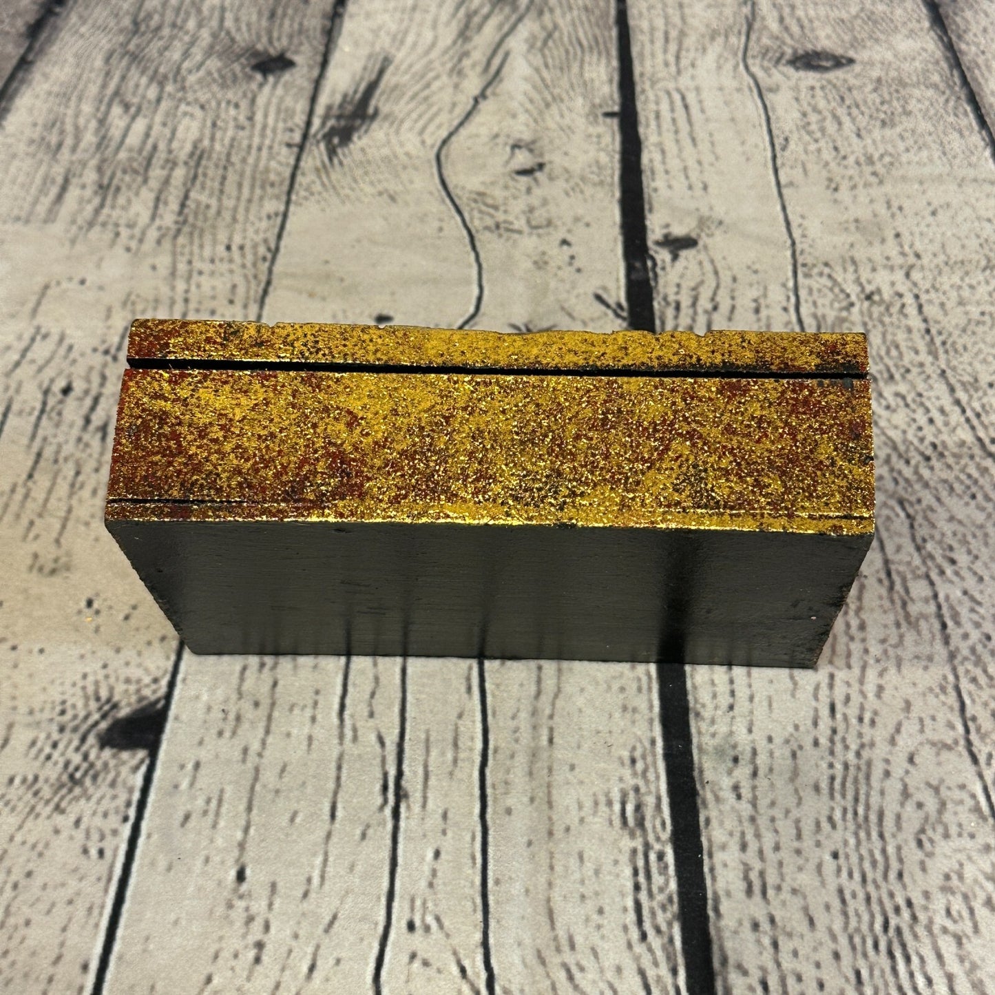 Bright Gold Thai Side Buddha Head 10cm x 15cm x 4cm Wooden Box Trinket Handmade