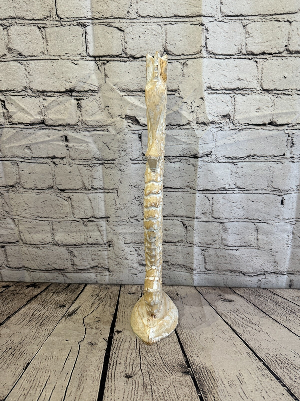 40cm White Plain Wooden Shabby Seahorse Statue Ornament Fair Trade Handcarved
