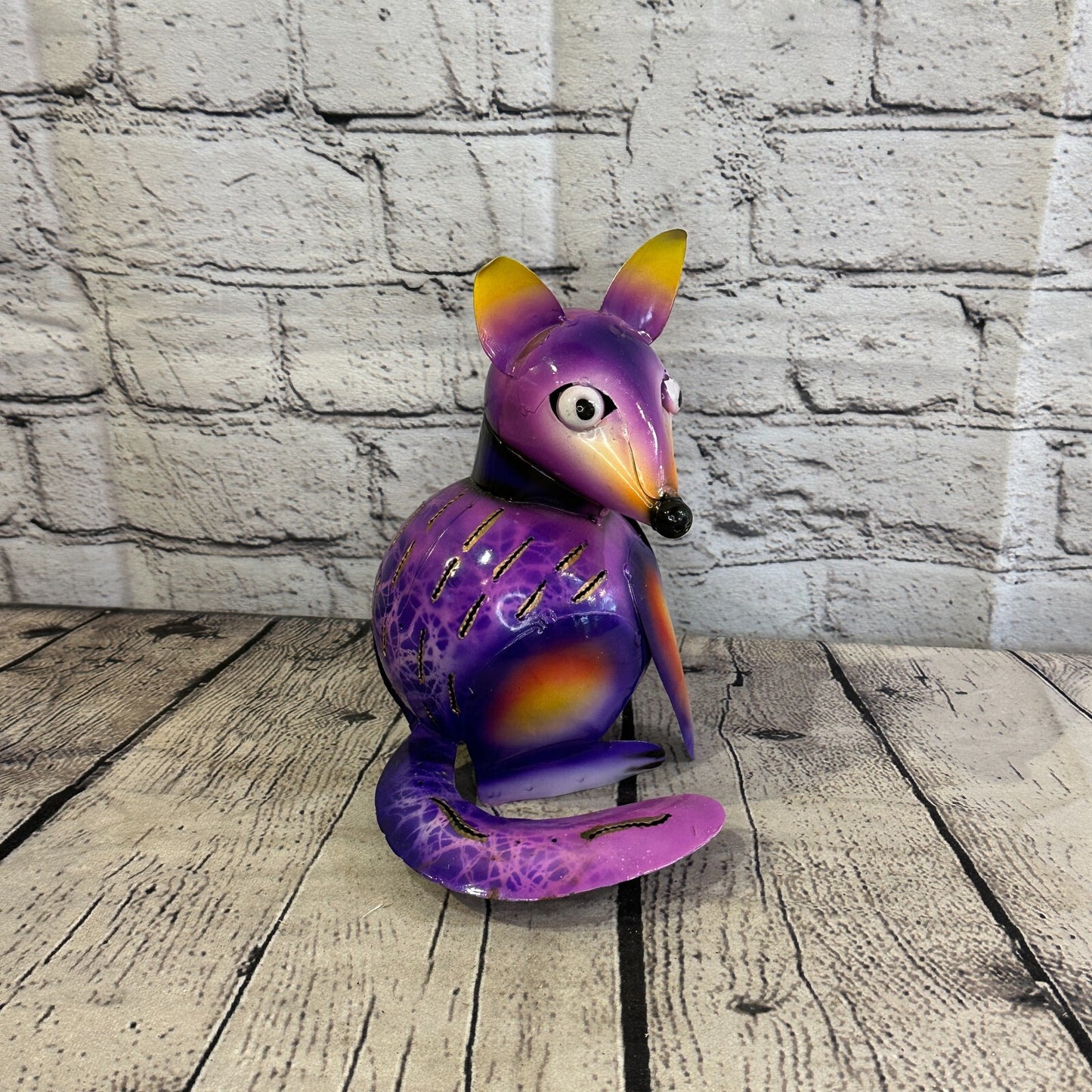 18cm x 14cm Purple Colour Fox Cartoon Ornament Painted Statue Candle Holder