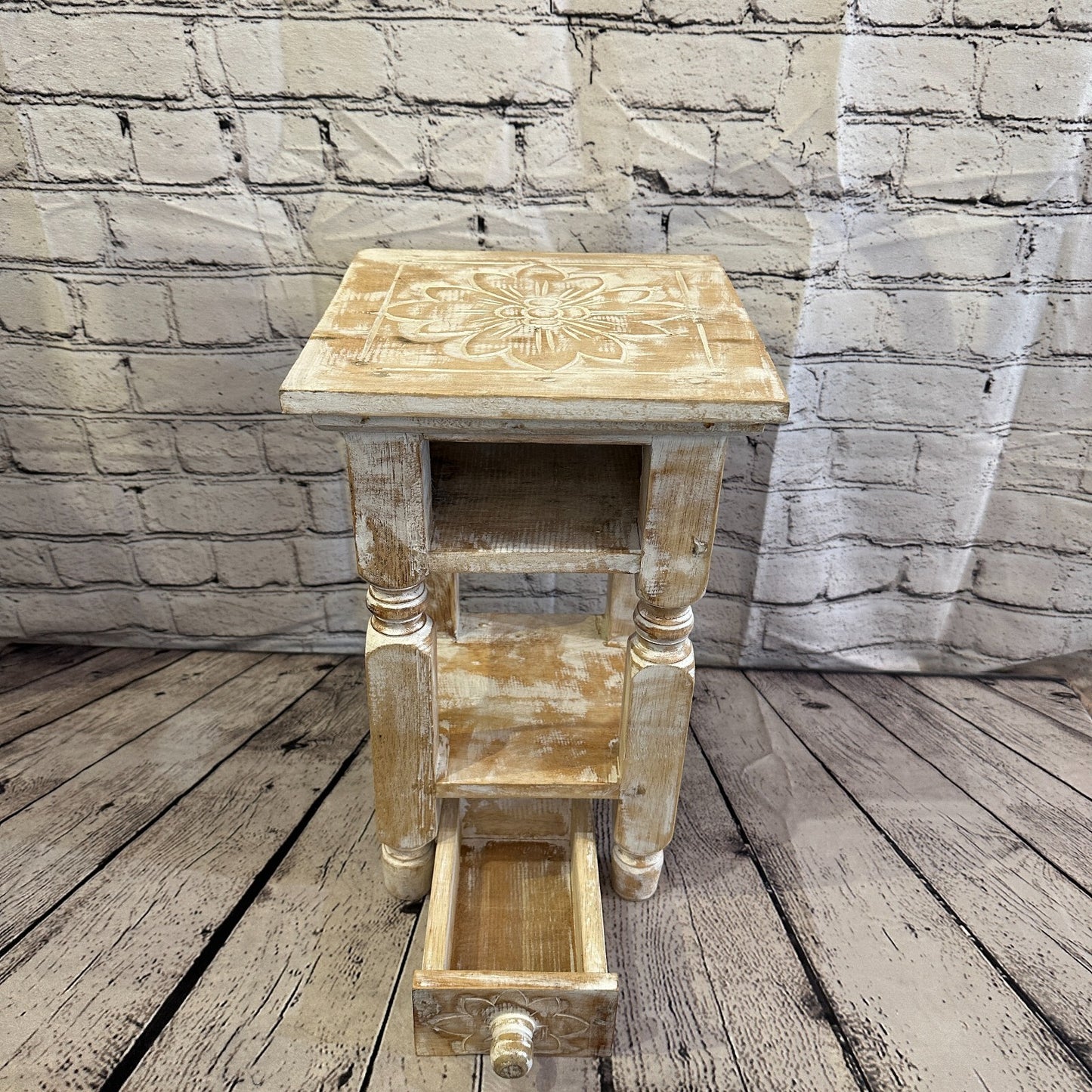 40cm x 25cm Cream 1 Draw Wooden Side Cabinet Living Hallway Storage Furniture