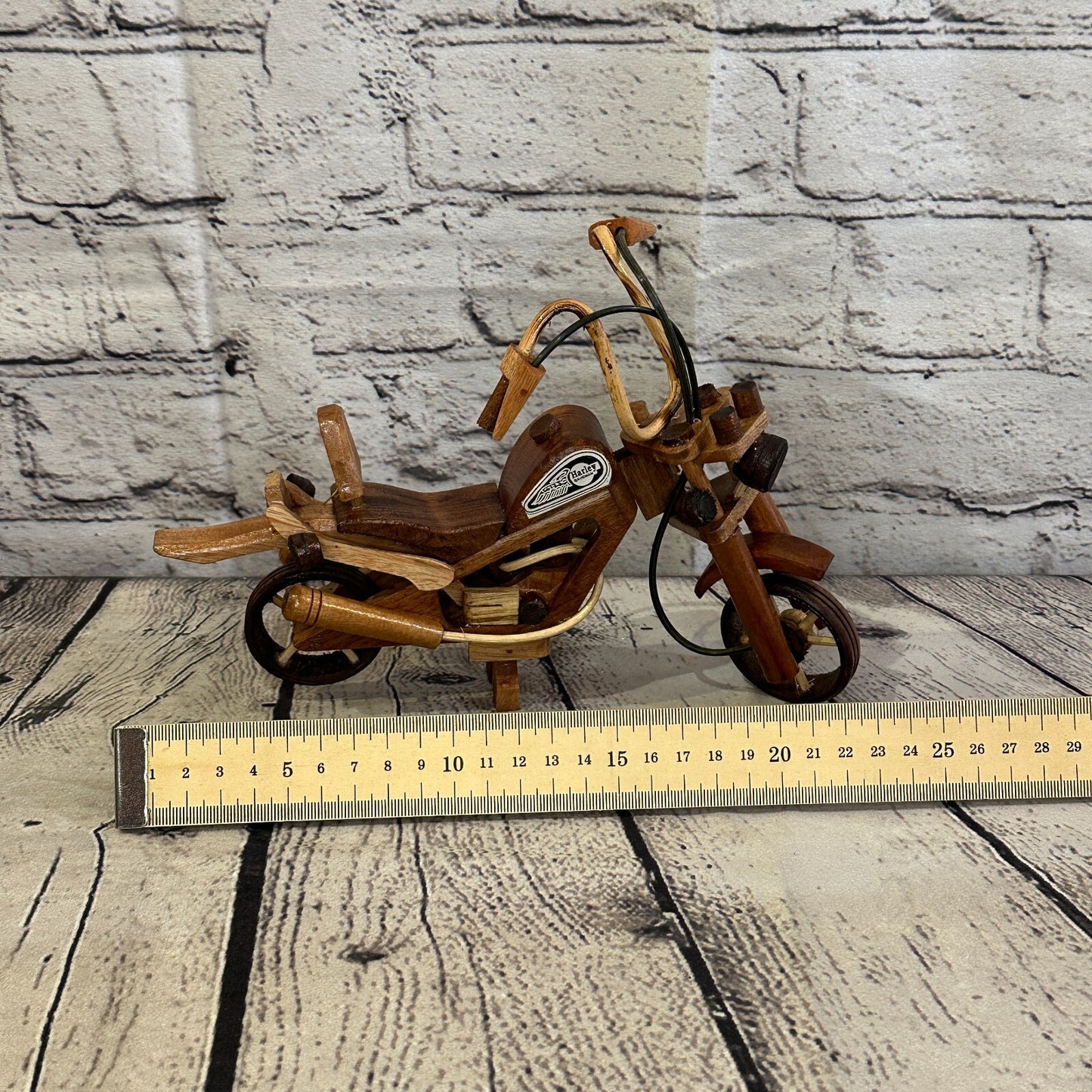20cm Small Light Wood Motorbike Motorcycle Model Wooden Ornament Decorative Bike