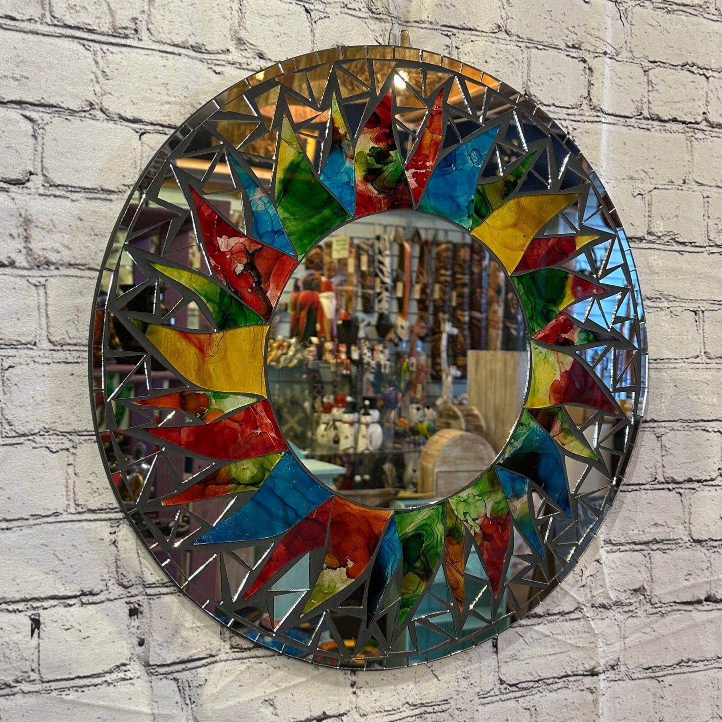 Rainbow Black Sun Mosaic Tile Wall Mirror 50cm x 50cm 20 Inches Handmade New