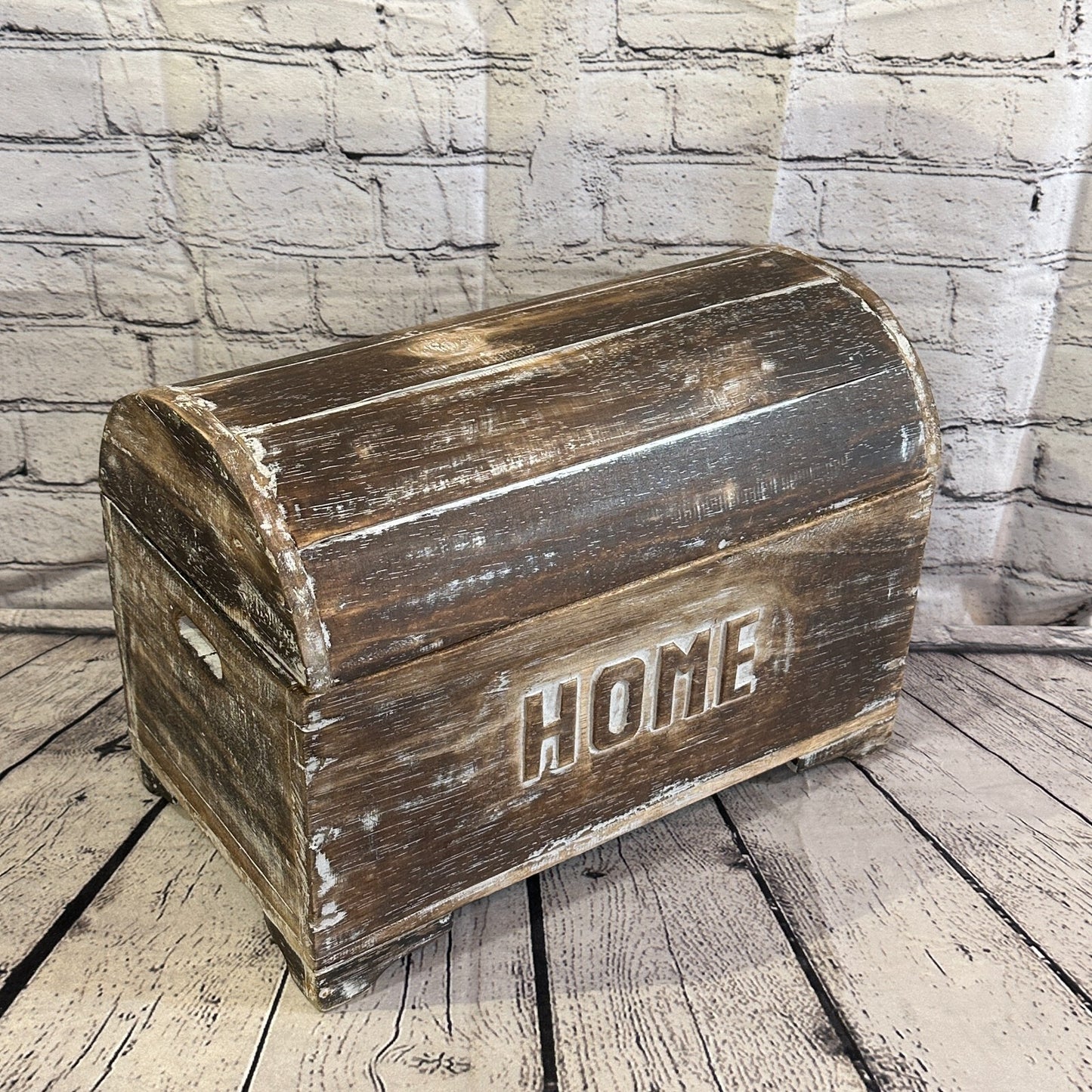 40cm x 28cm x 22cm Brown Home Wood Box Wooden Chest Storage Craft Handles Lid