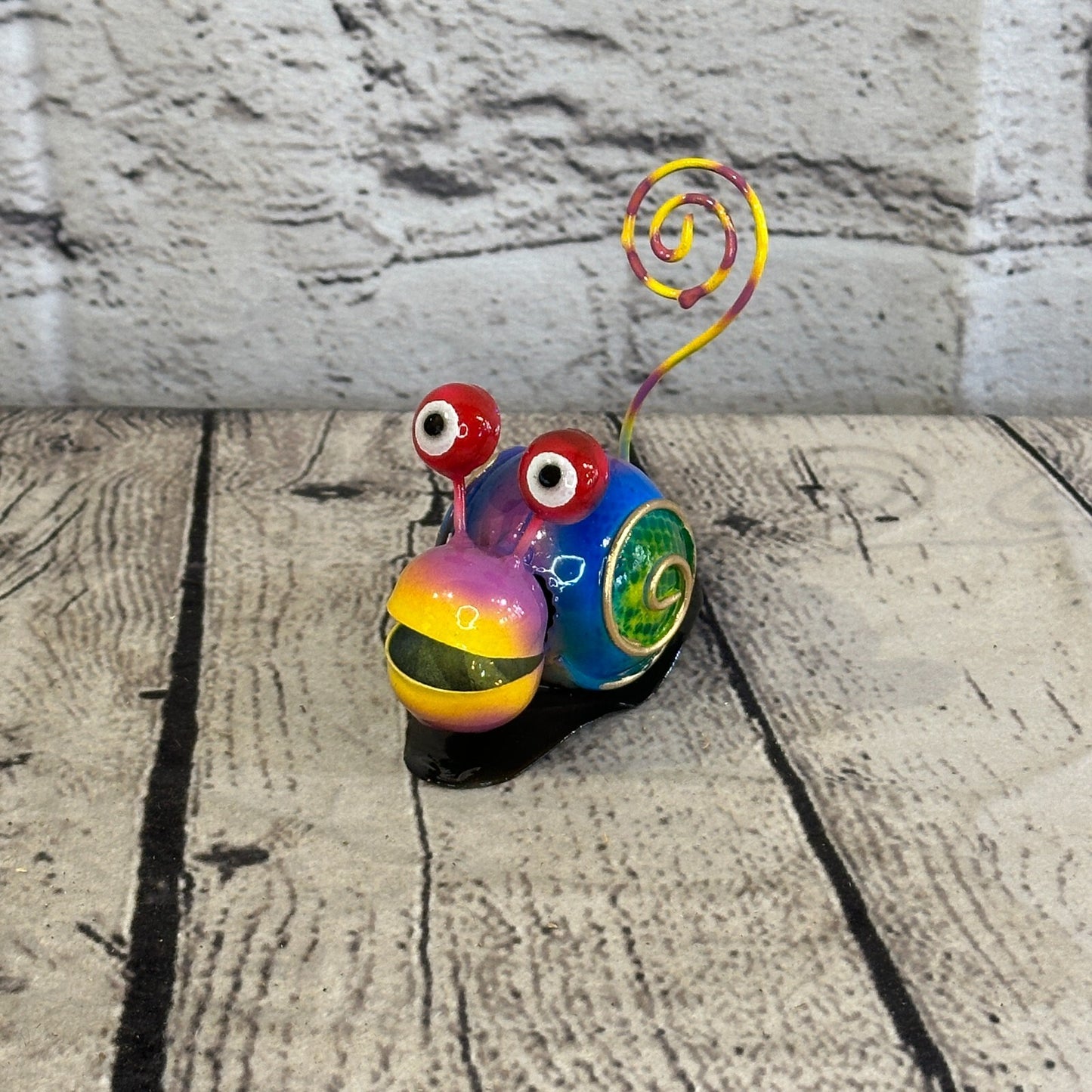 10cm x 7cm Purple Snail Bug Cartoon Postcard Holder Ornament Painted Statue