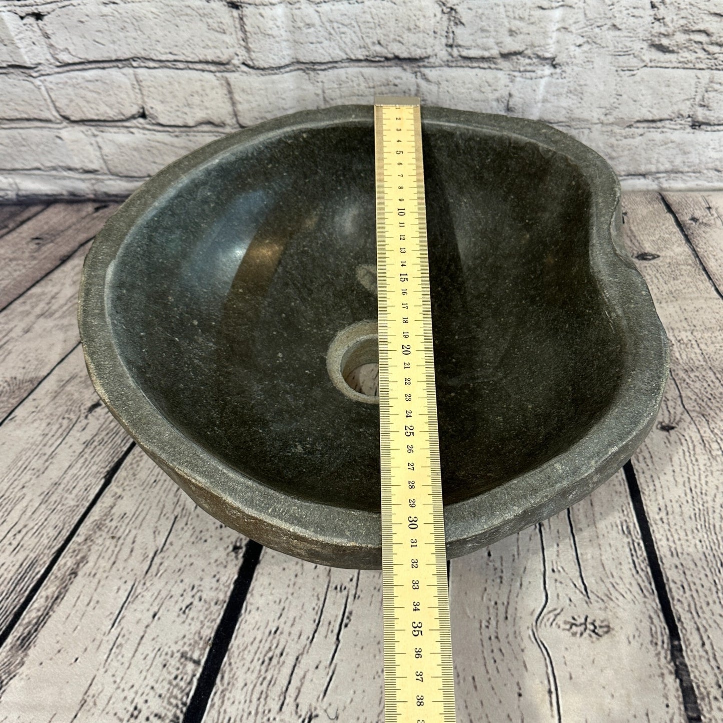 34cm x 31cm River Stone Sink Basin Bowl Natural for Bathroom Washroom Oval No 22