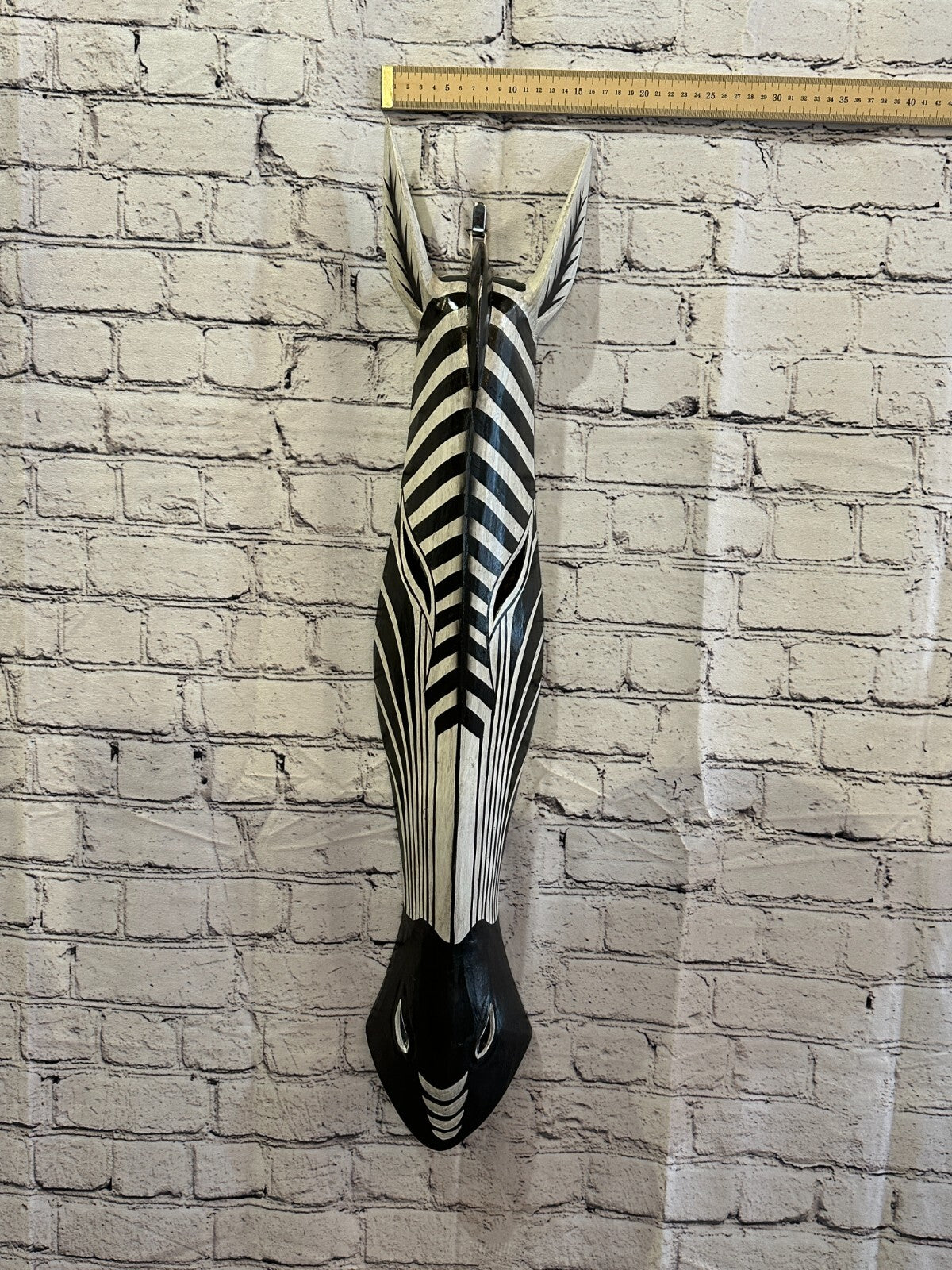 100cm Stripe Zebra Hand Carved Fair Trade Wooden Animal Wall Art Wall Hang Mask