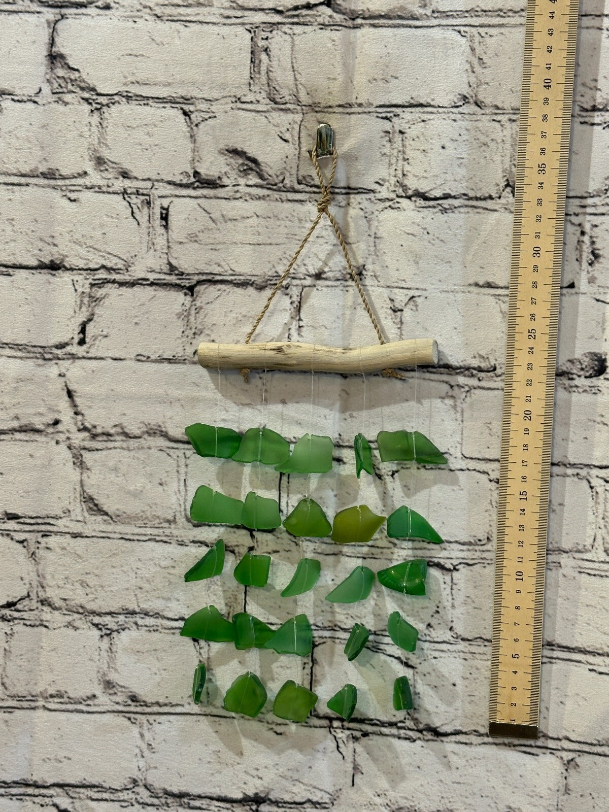 25cm x 15cm Green Wind Recycled Glass Driftwood Handmade Garden Home Mobile