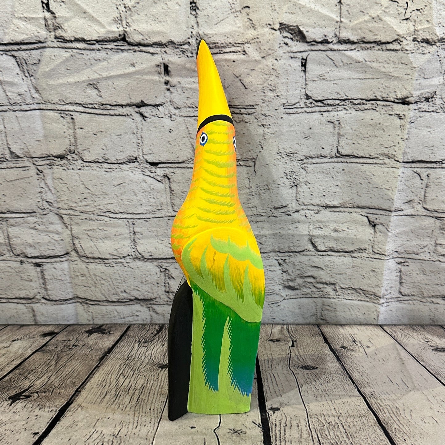 30cm Yellow Toucan Bird Ornament Statue Fair Trade Hand Made Carved Wood