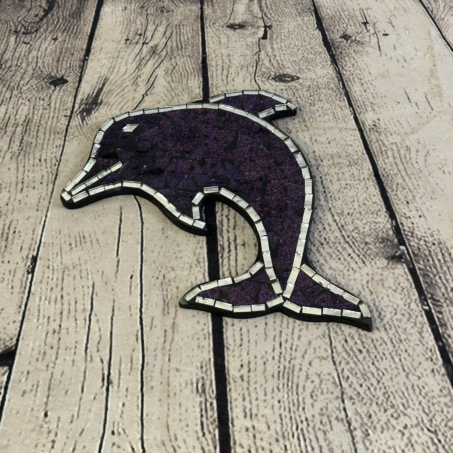 Purple Dolphin Fish Mosaic Tile Wall Mirror 20cm x 20cm Handmade New