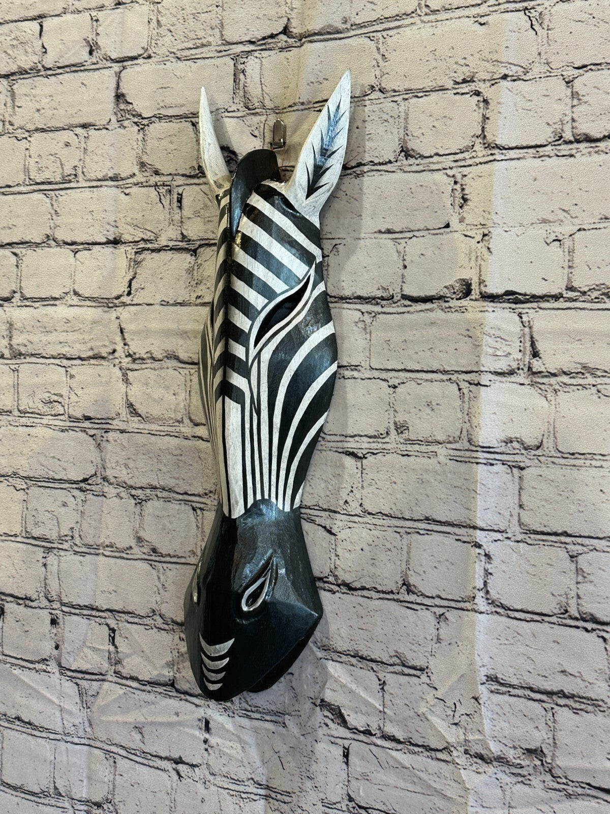 50cm Stripe Zebra Hand Carved Fair Trade Wooden Animal Wall Art Wall Hang Mask