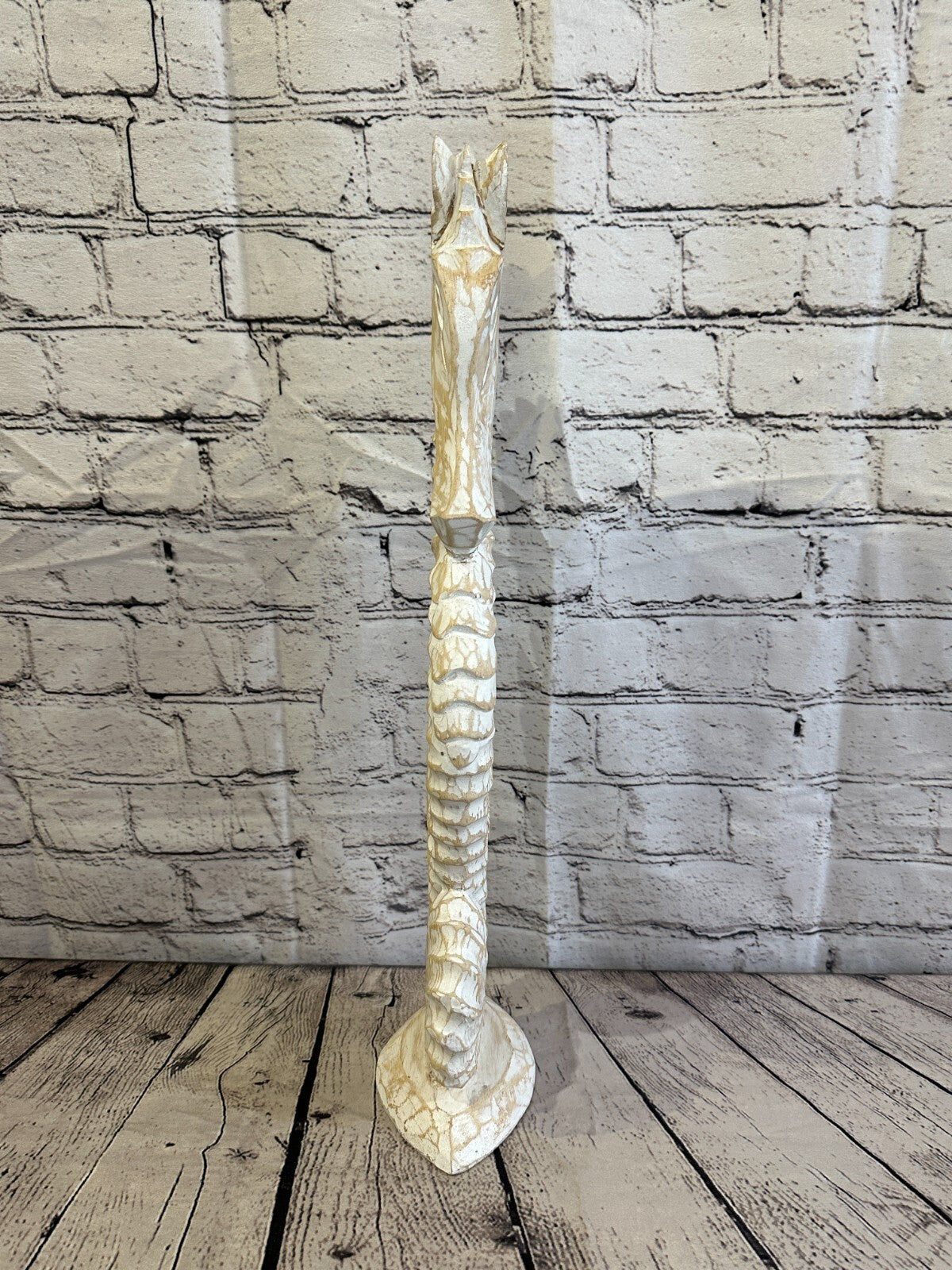 50cm White Plain Wooden Shabby Seahorse Statue Ornament Fair Trade Handcarved