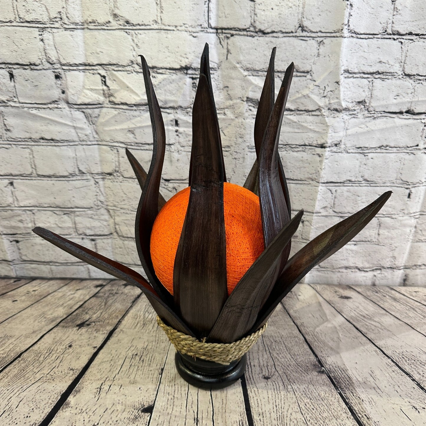 Orange Brown Leaf Natural 45cm Tall Leaf Lamp Twist LED UK Mains Plug Design 6