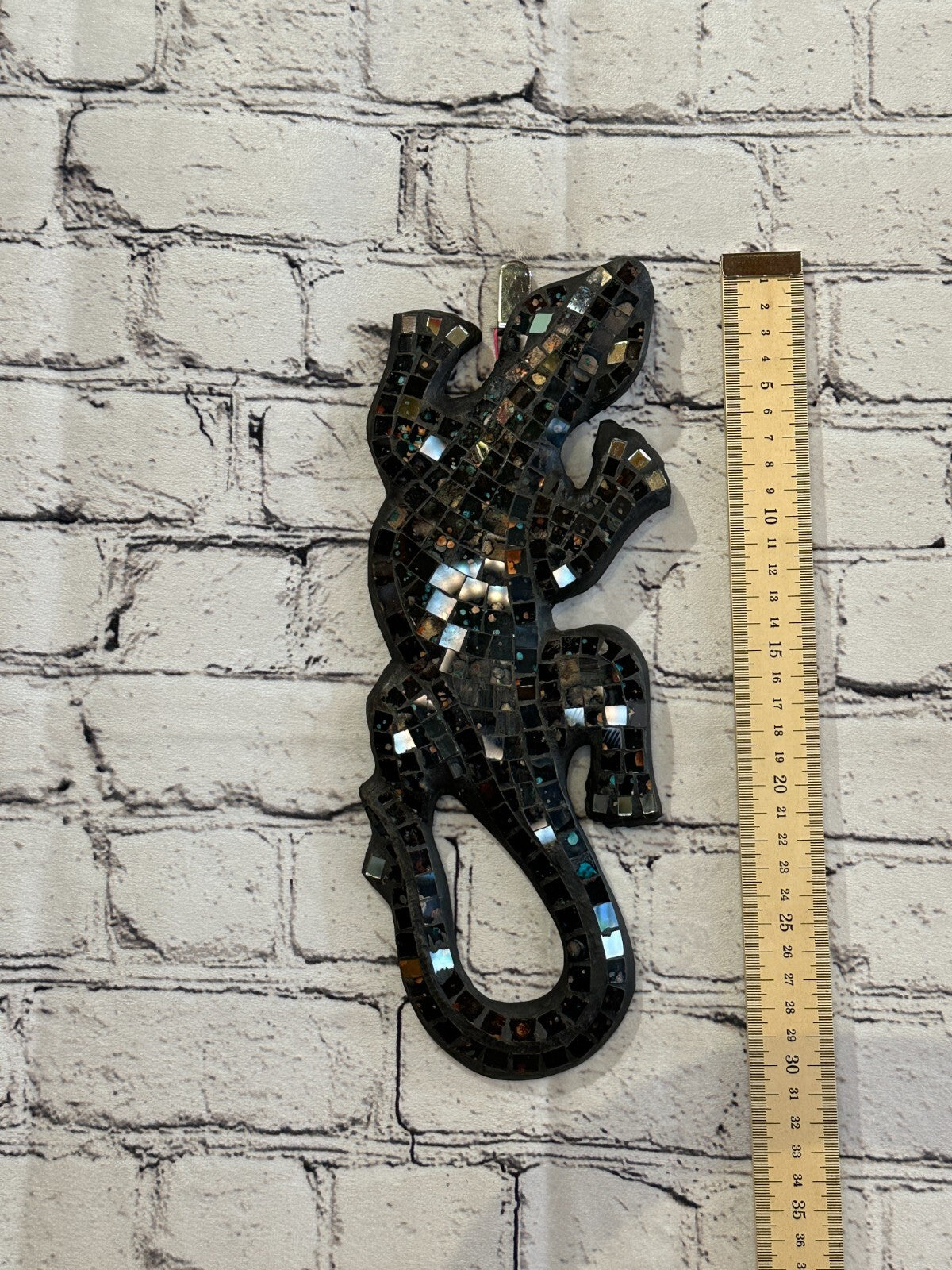 30cm Gecko Black Mosaic Wall Hanging Wooden Ornaments Wood Carving