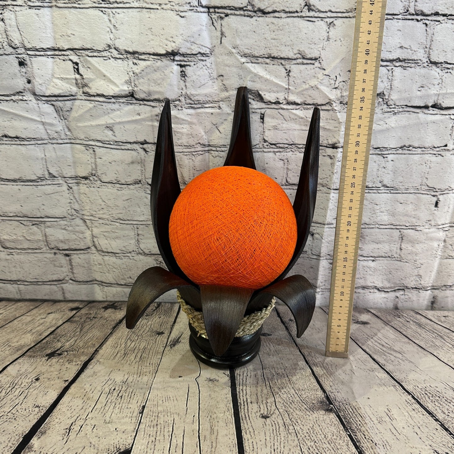Orange Dark Brown Natural 35cm Tall Leaf Lamp Twist LED UK Mains Plug Design 3