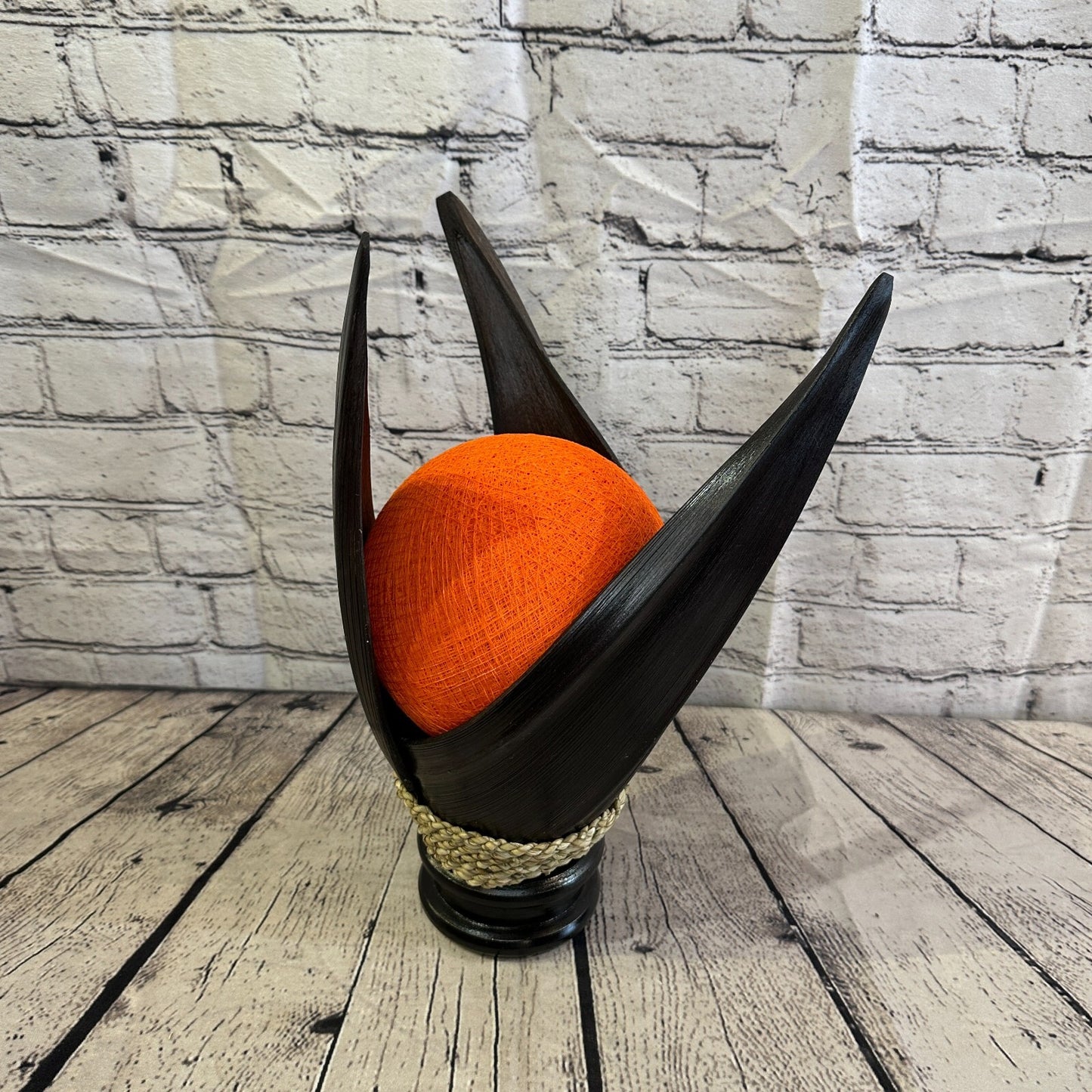 Orange Dark Brown Natural 40cm Tall Leaf Lamp Twist LED UK Mains Plug Design 1