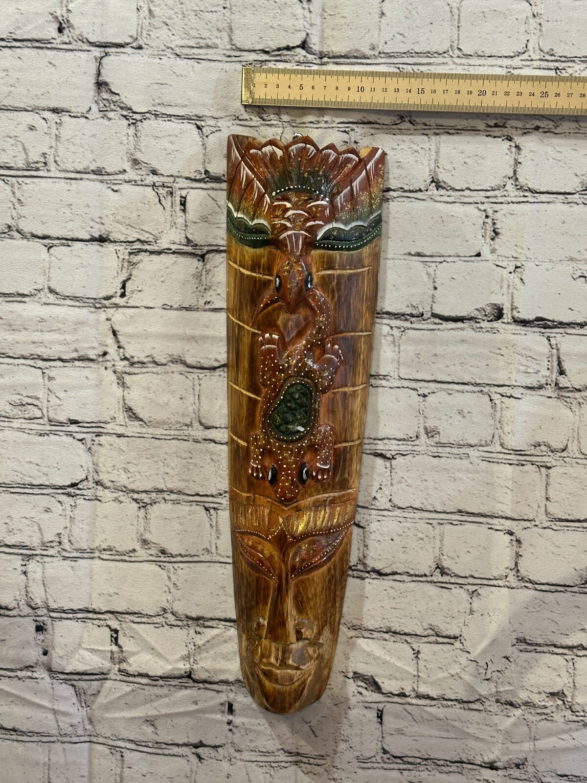 50cm Gecko Owl Hand Carved Fair Trade Wooden Animal Wall Art Wall Hang Mask