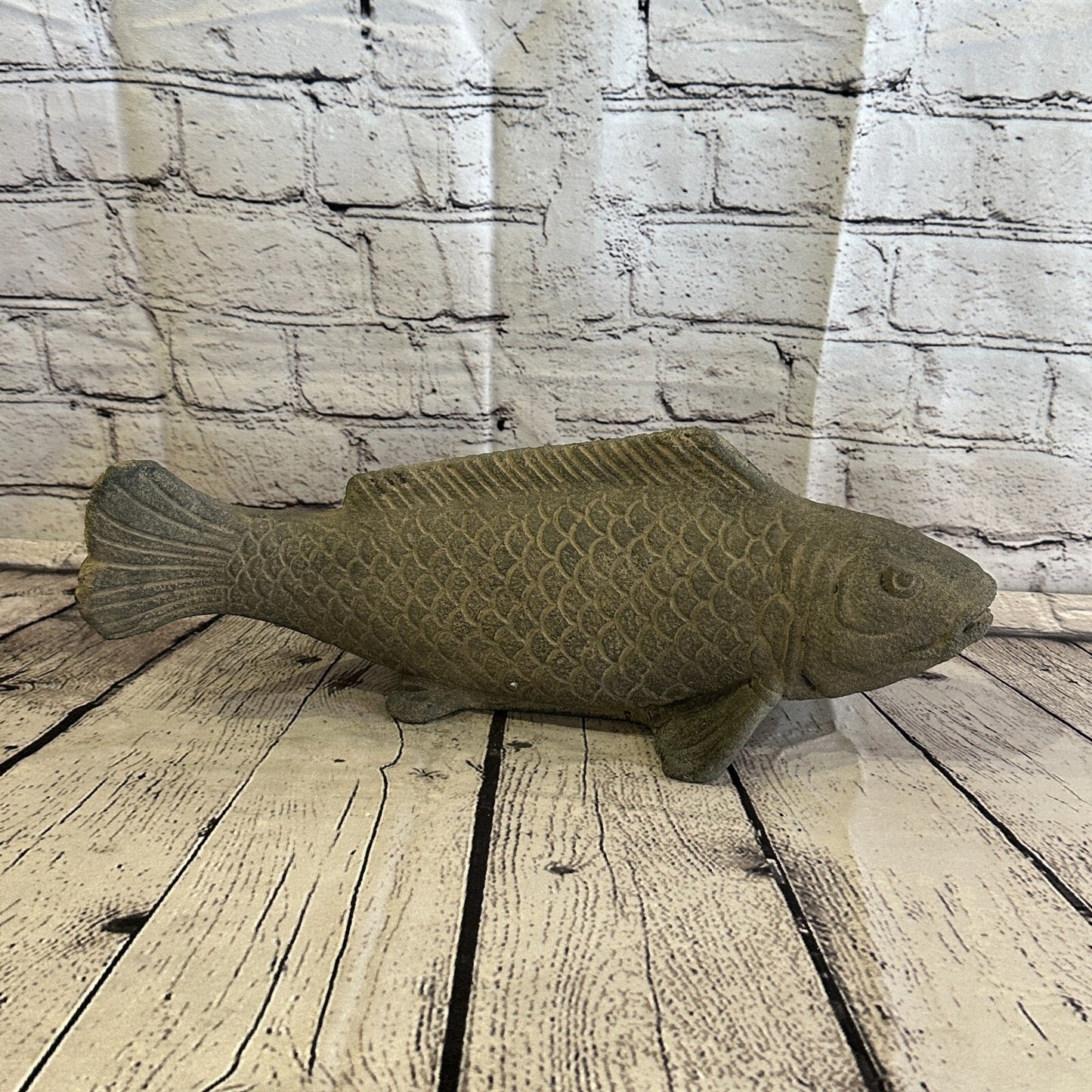 Koi Fish Carp Stone Garden 40cm x 15cm Ornament Outdoor Indoor Statue Hindu