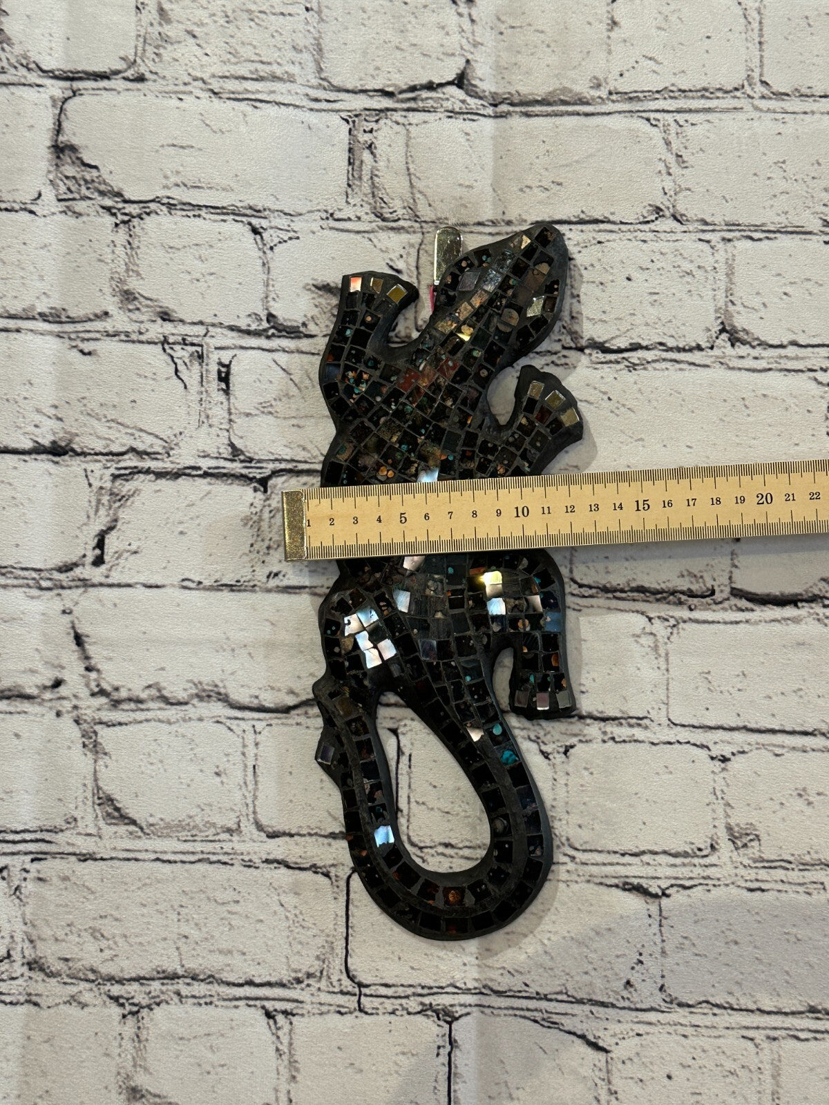30cm Gecko Black Mosaic Wall Hanging Wooden Ornaments Wood Carving