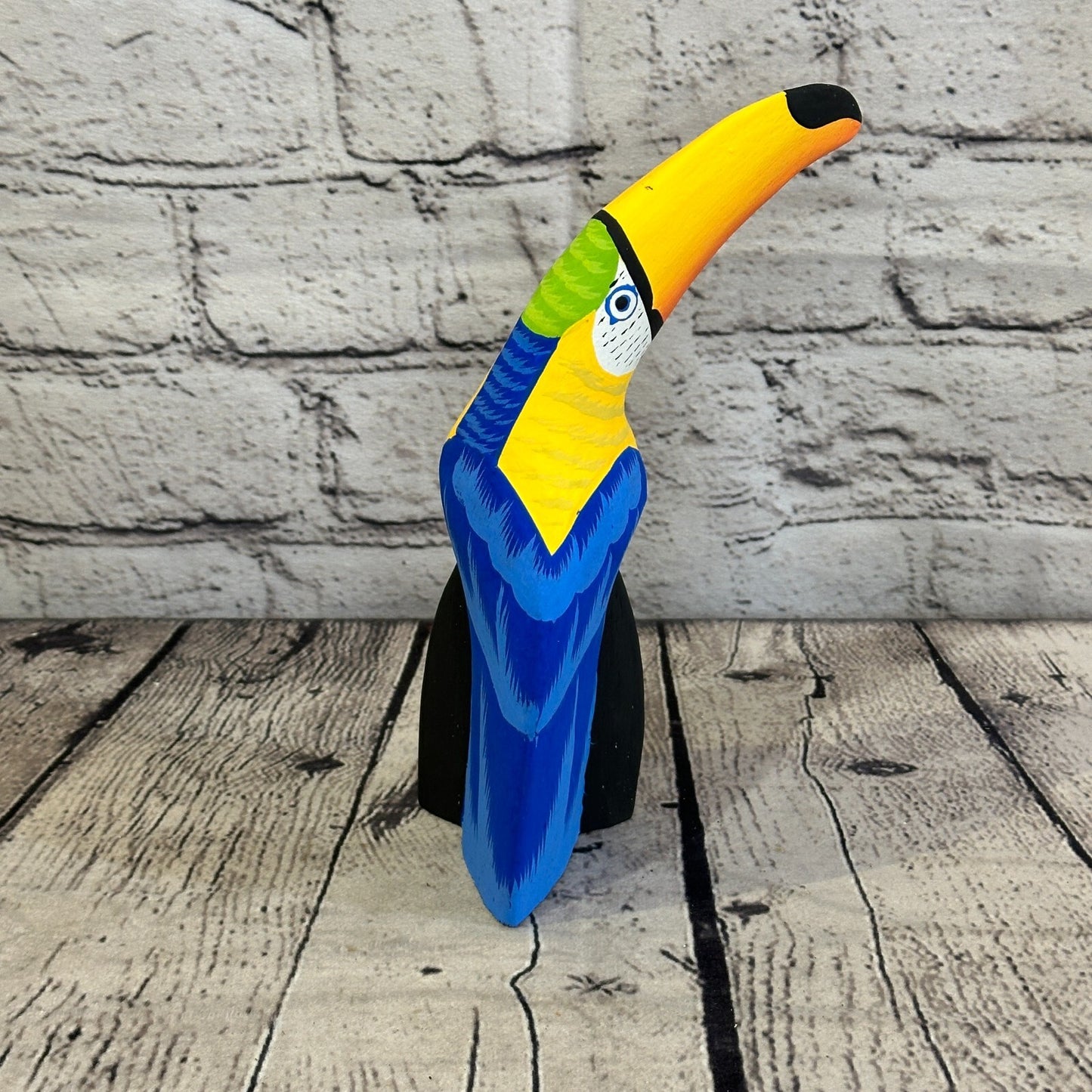15cm Blue Toucan Bird Ornament Statue Fair Trade Hand Made Carved Wood