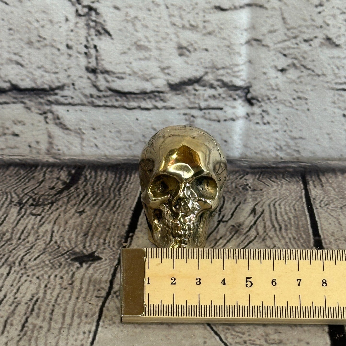 5cm x 5cm Antique Bronze Colour Skull Human Head Sculpture Ornament Home Office